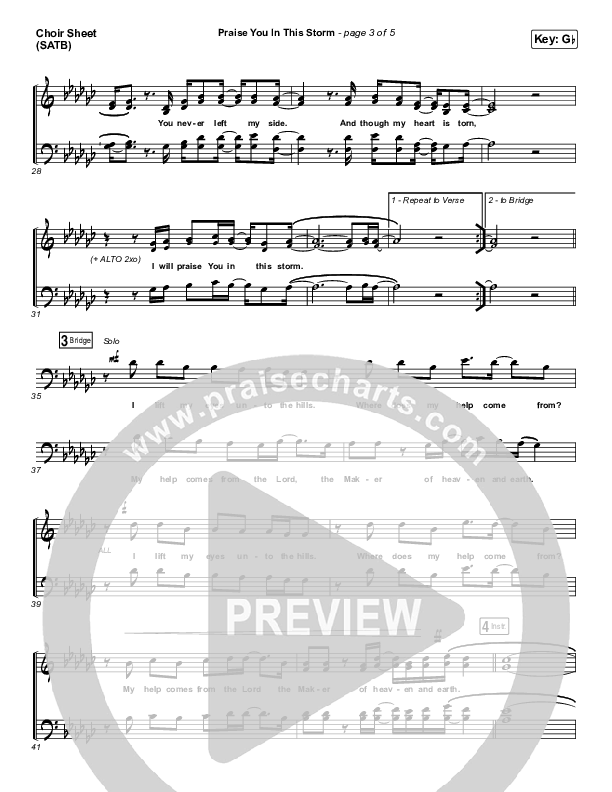 Praise You In This Storm Choir Vocals (SATB) (Casting Crowns)