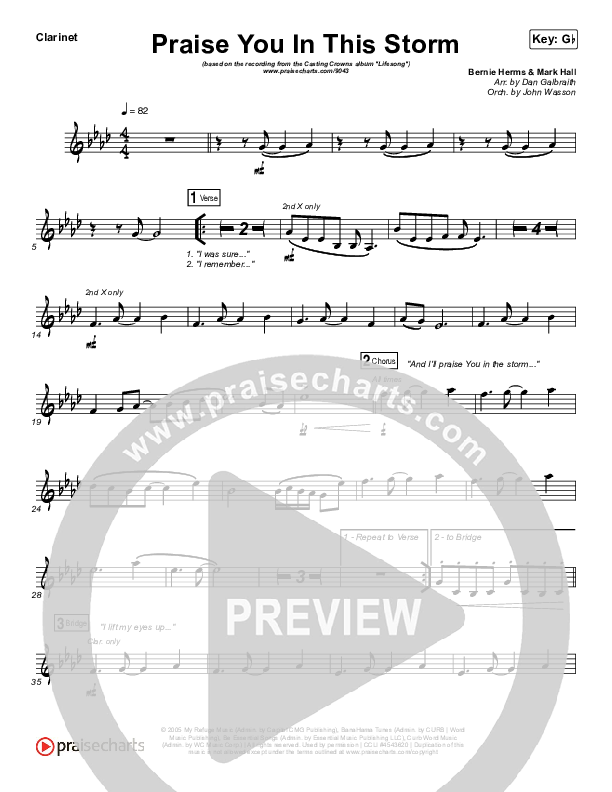 Praise You In This Storm Clarinet (Casting Crowns)