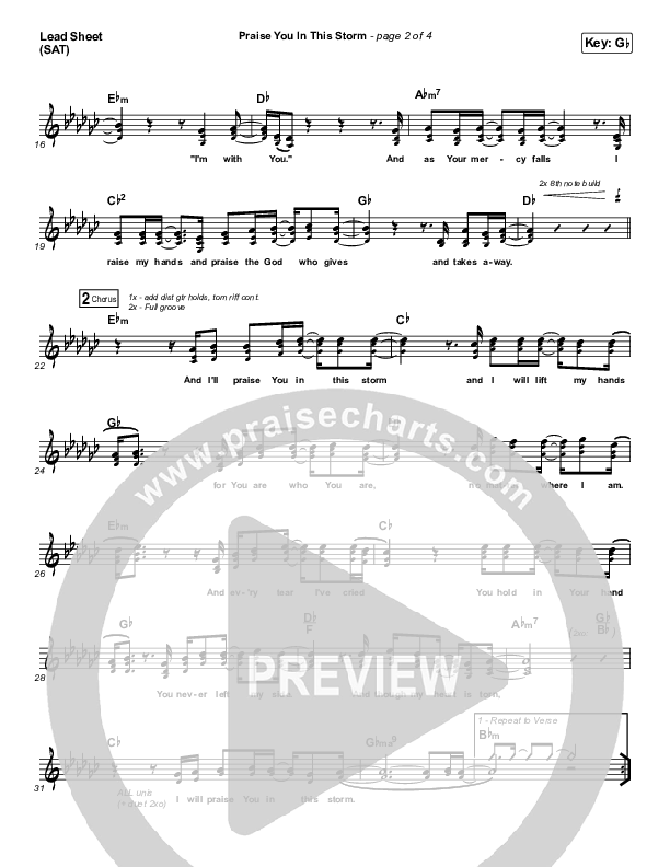 Praise You In This Storm Lead Sheet (SAT) (Casting Crowns)