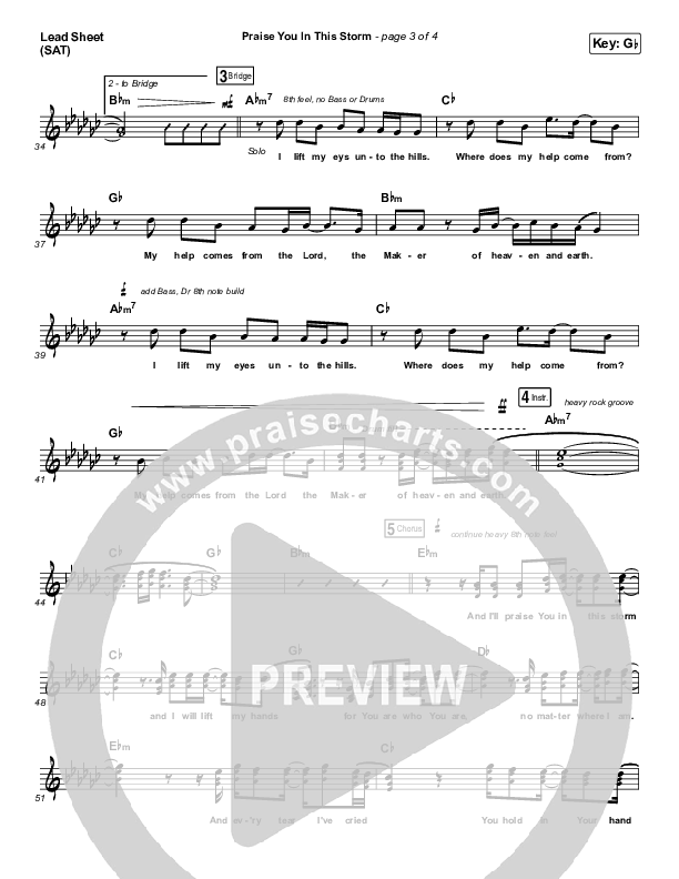 Praise You In This Storm Lead Sheet (SAT) (Casting Crowns)