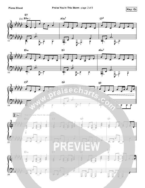 Praise You In This Storm Piano Sheet (Casting Crowns)