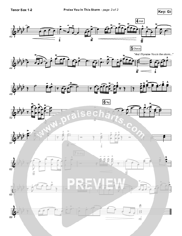 Praise You In This Storm Tenor Sax 1/2 (Casting Crowns)