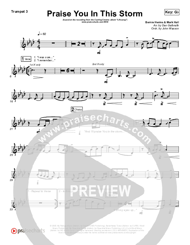 Praise You In This Storm Trumpet 3 (Casting Crowns)