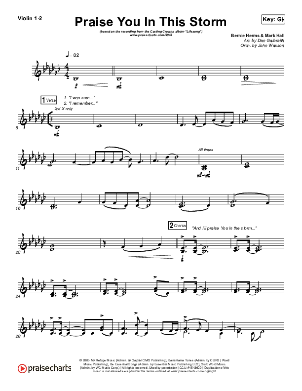 Praise You In This Storm Violin 1/2 (Casting Crowns)