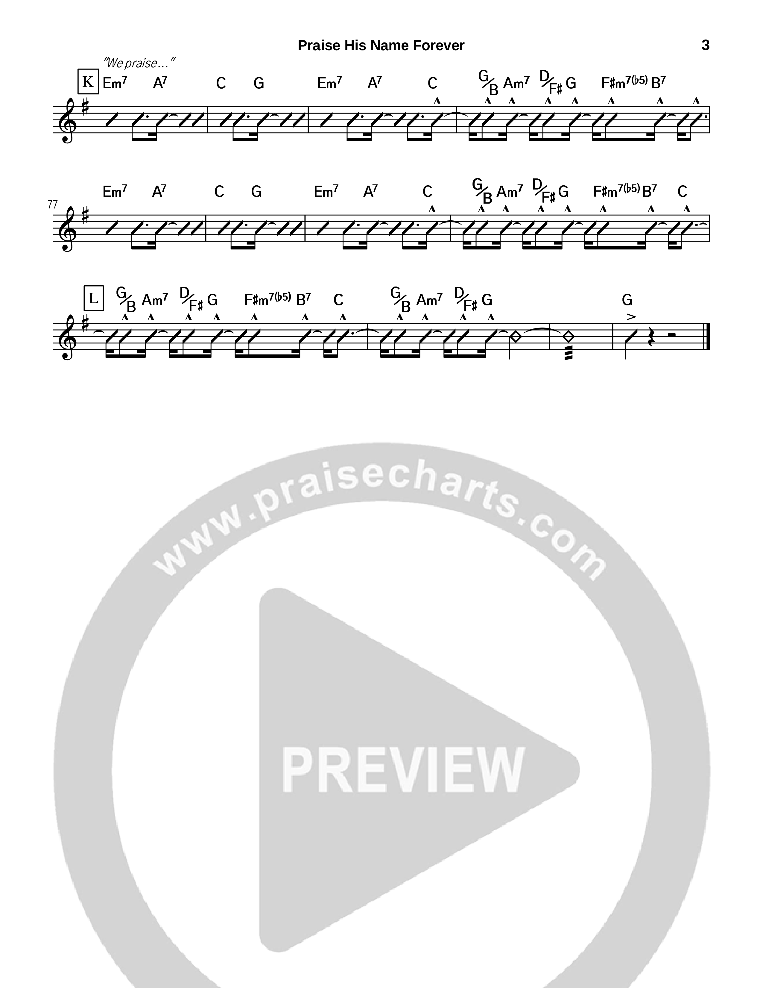 Praise His Name Forever Rhythm Chart (Tommy Walker)