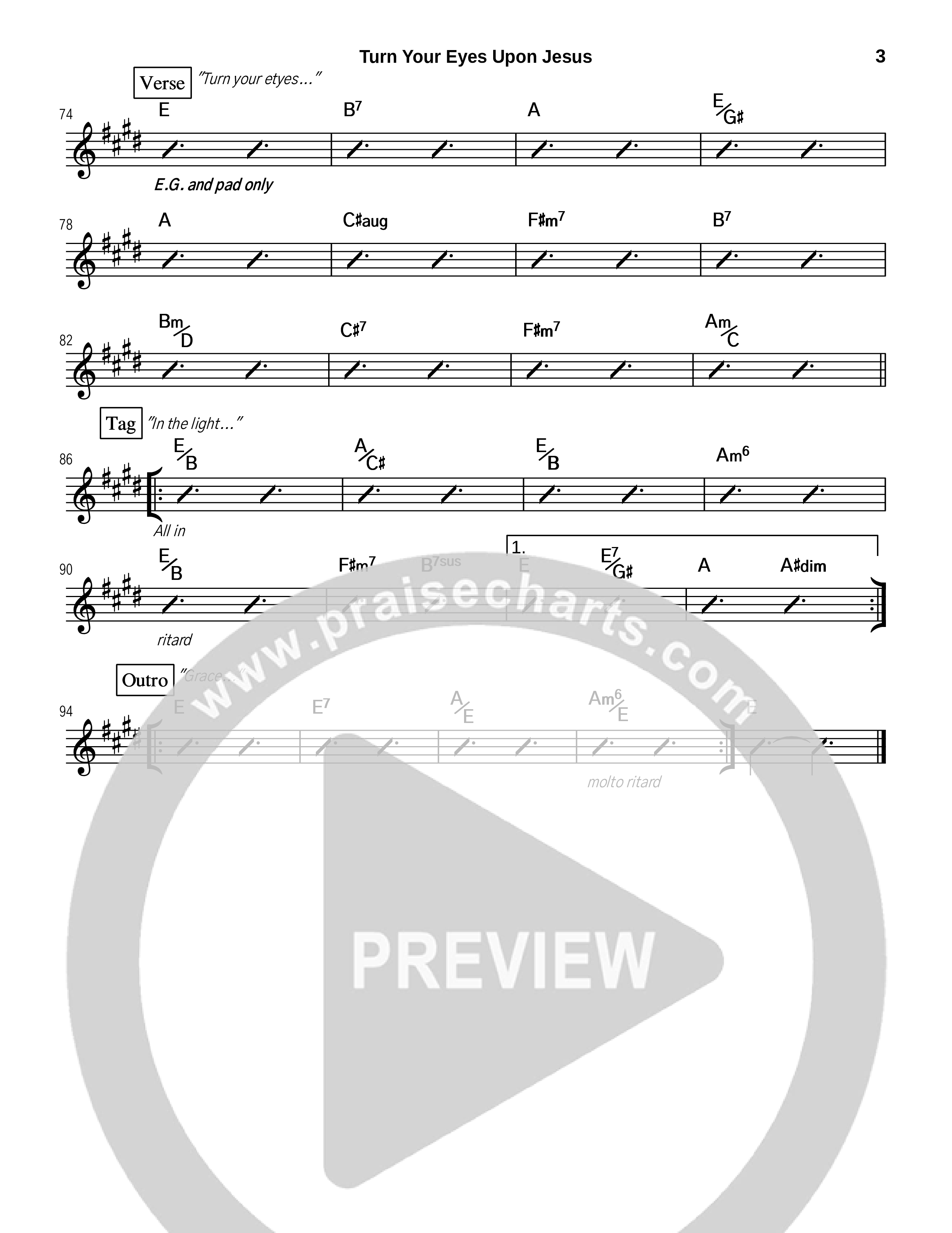 Turn Your Eyes Upon Jesus (We Want To See Nothing Else) Rhythm Chart (Tommy Walker)