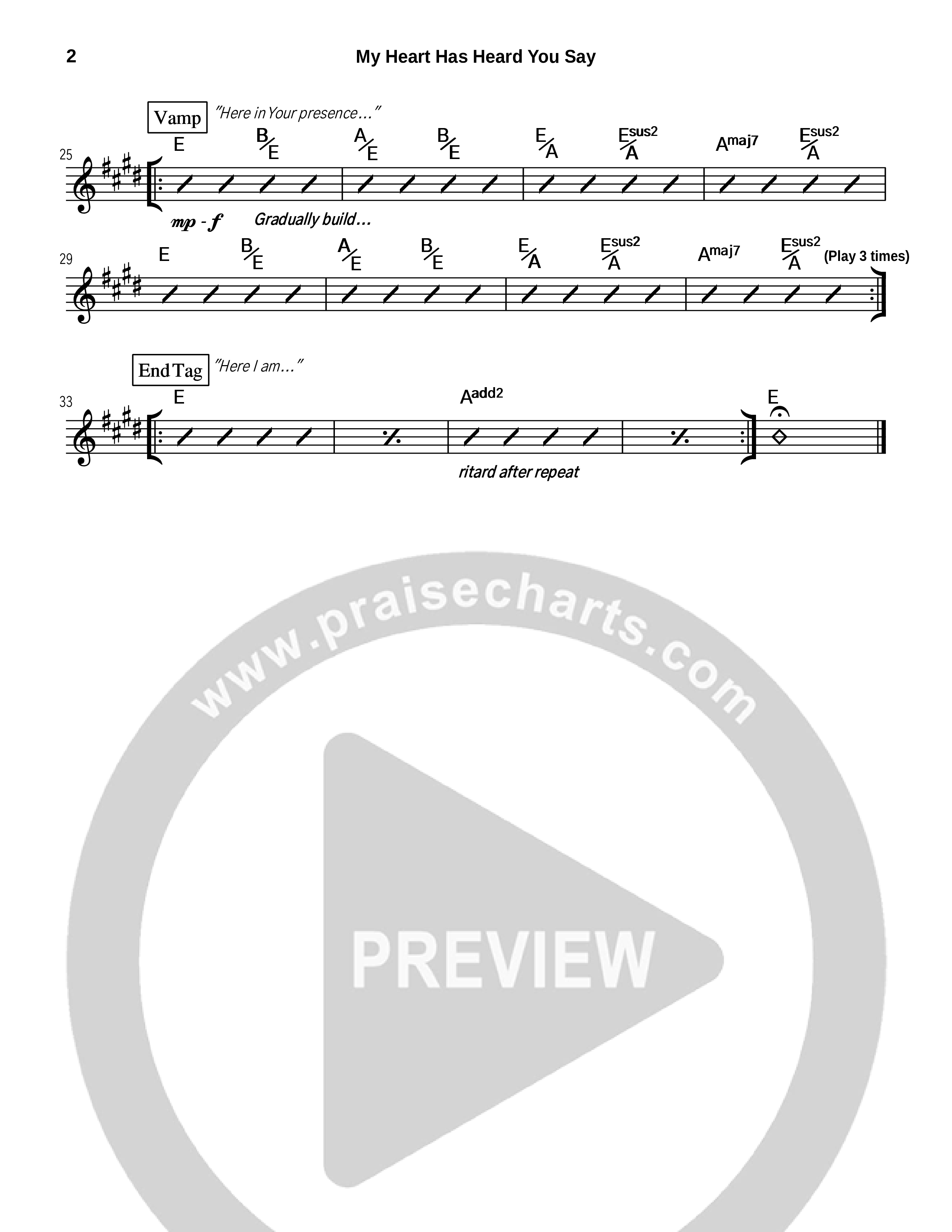 My Heart Has Heard You Say Rhythm Chart (Tommy Walker)