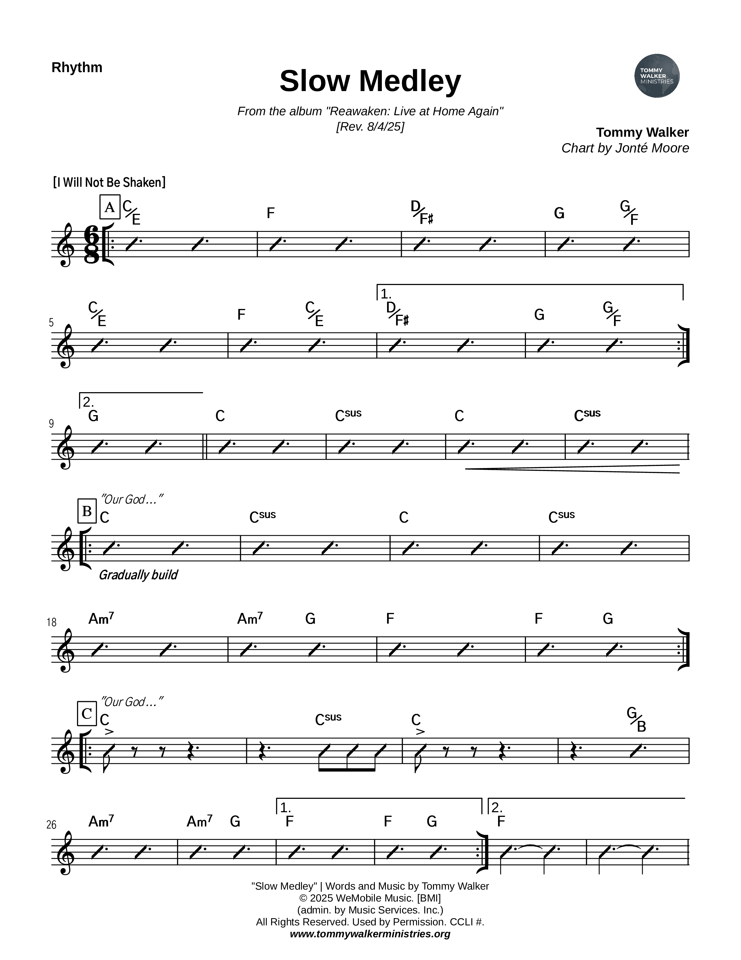 Slow Medley Rhythm Chart (Tommy Walker)
