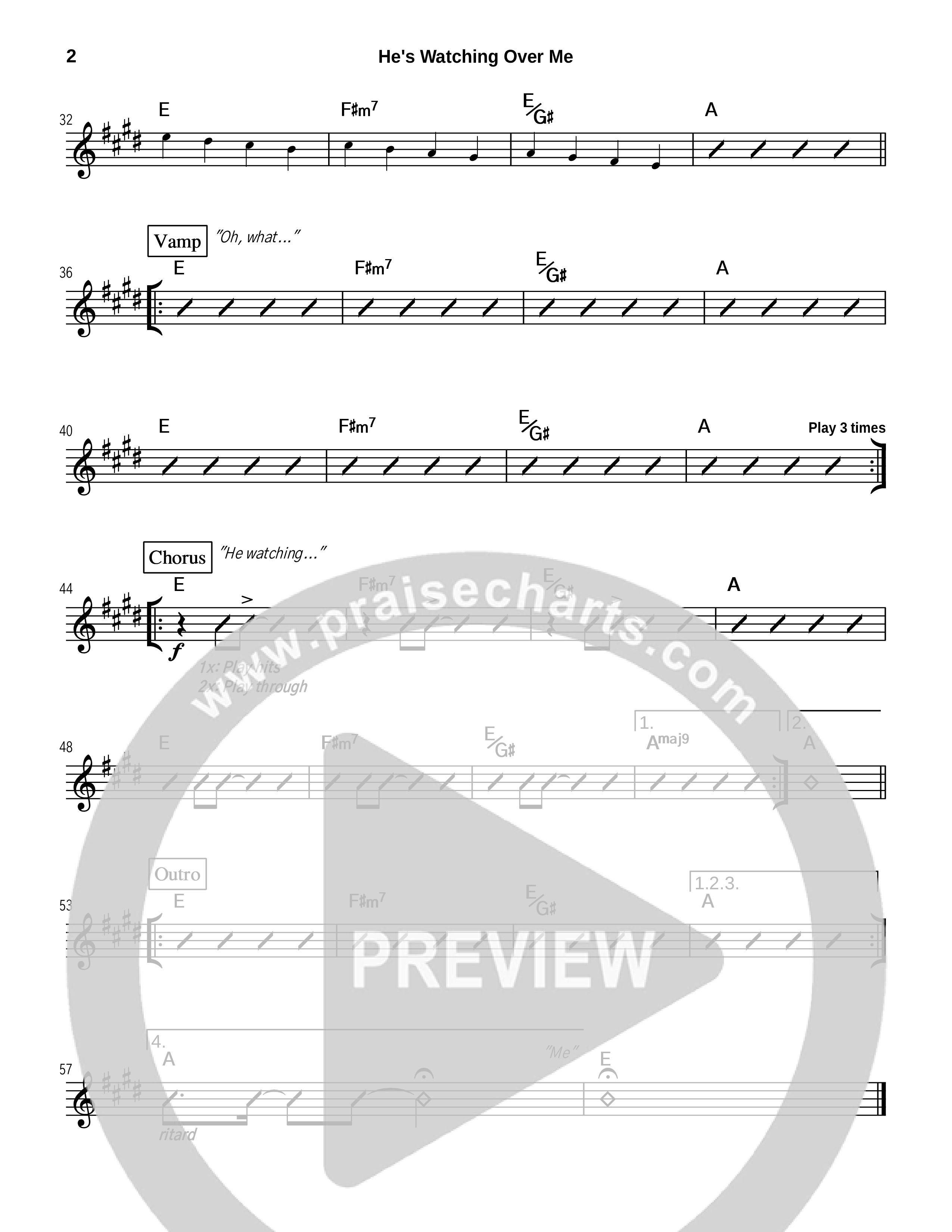 He's Watching Over Me Rhythm Chart (Tommy Walker)