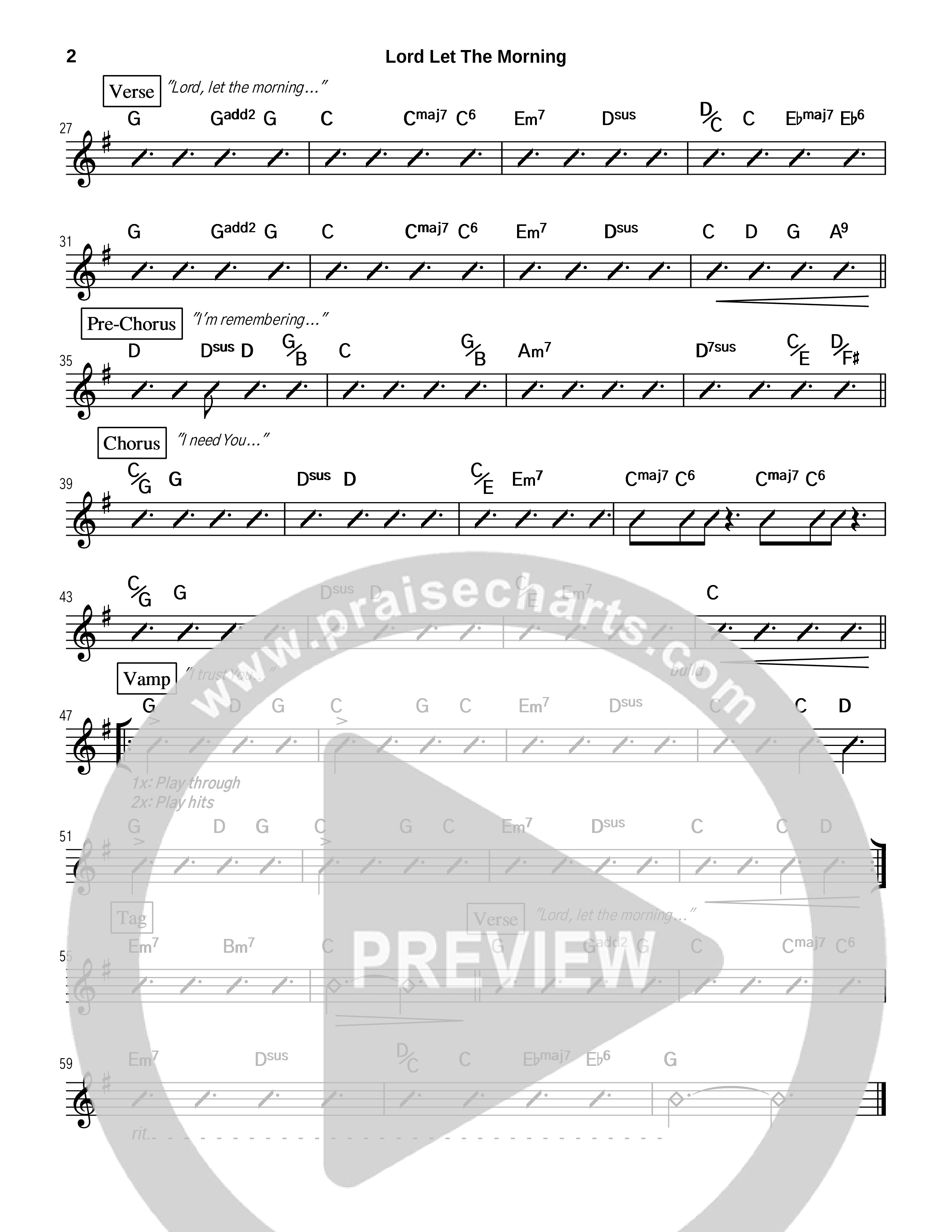 Lord Let The Morning Rhythm Chart (Tommy Walker)