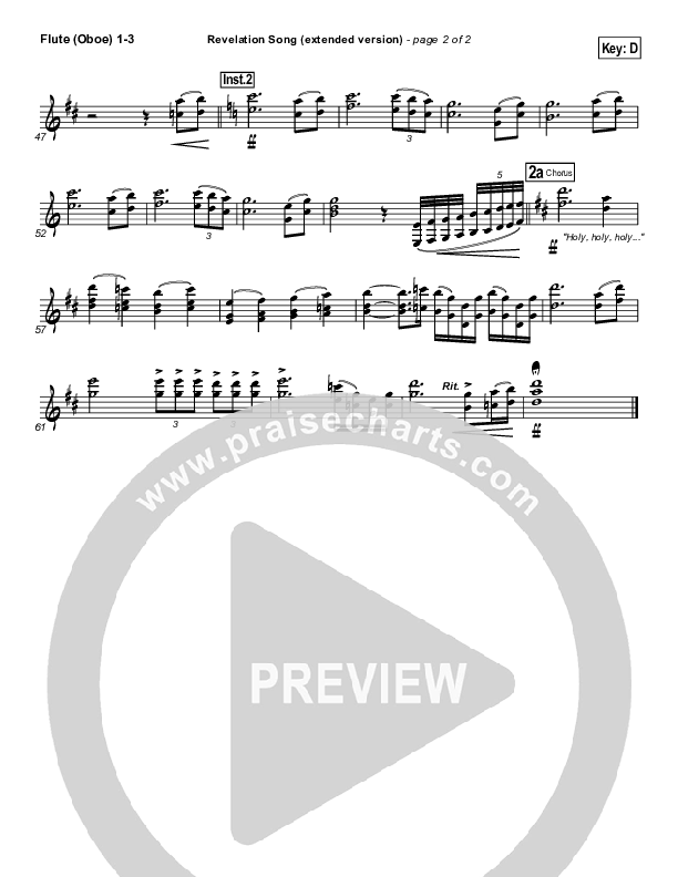 Revelation Song (Extended Version) Flute/Oboe 1/2/3 (Gateway Worship)