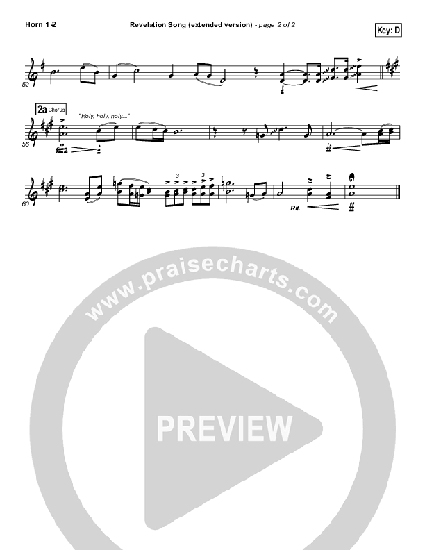 Revelation Song (Extended Version) French Horn 1/2 (Gateway Worship)