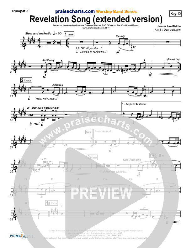 Revelation Song (Extended Version) Trumpet 3 (Gateway Worship)