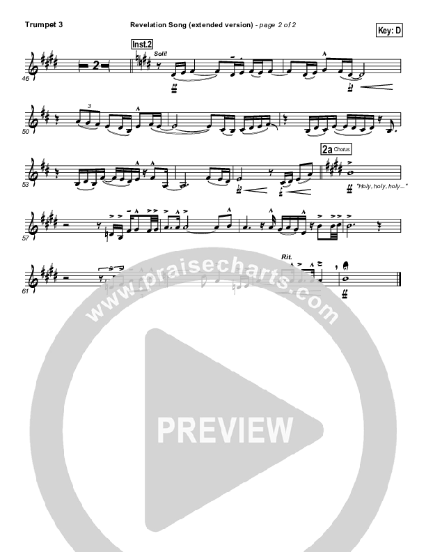 Revelation Song (Extended Version) Trumpet 3 (Gateway Worship)