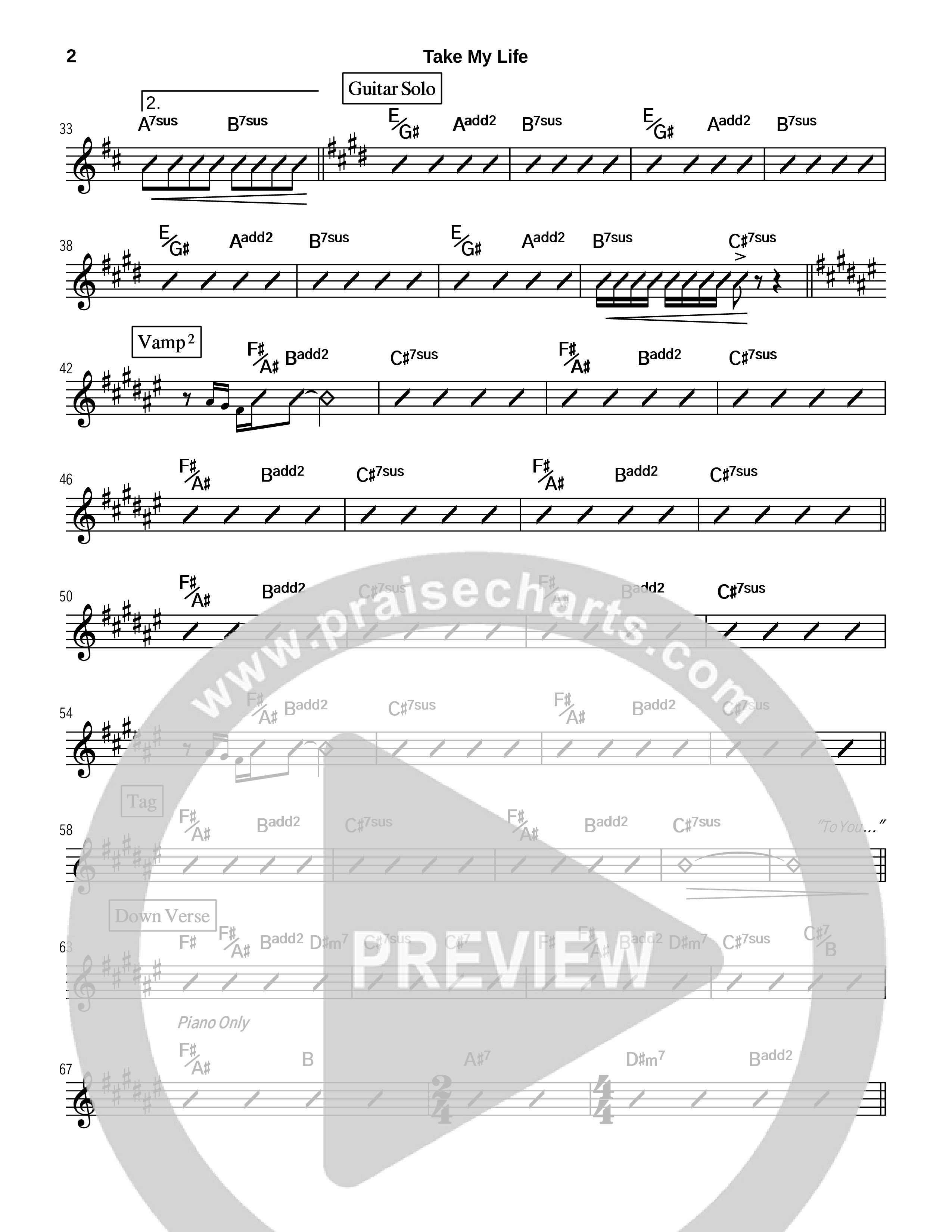Take My Life And Let It Be Rhythm Chart (Tommy Walker)
