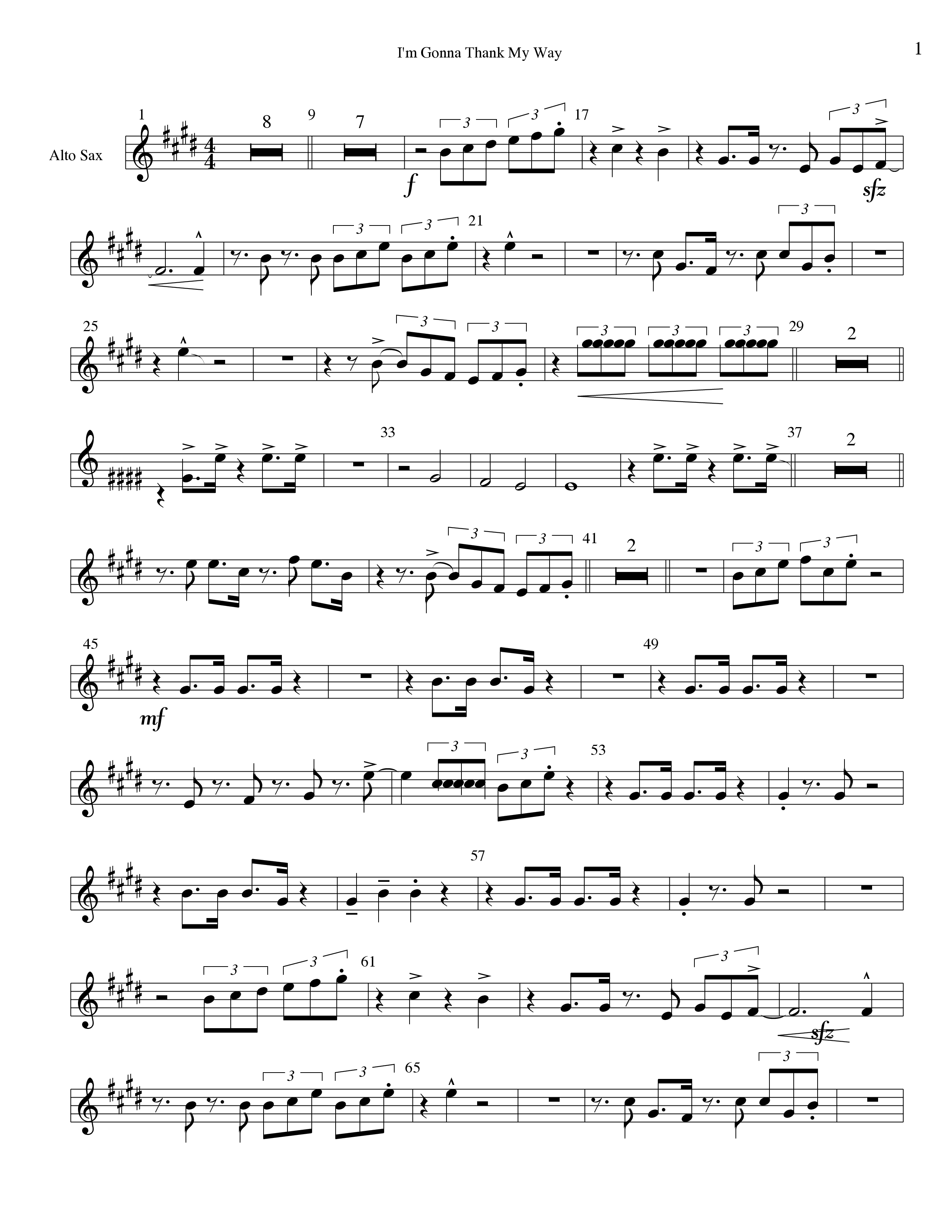 I'm Gonna Thank My Way Alto Sax (Tommy Walker)