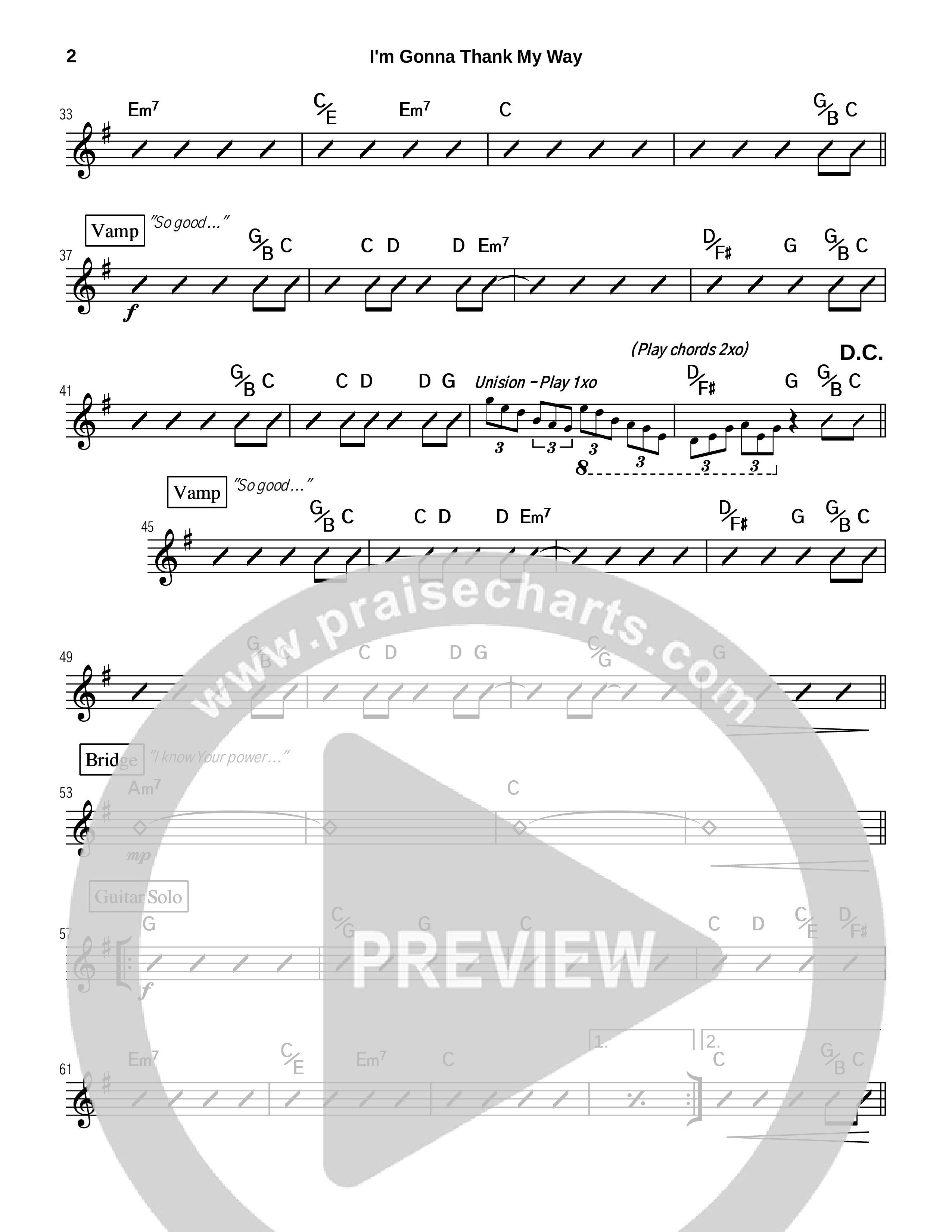 I'm Gonna Thank My Way Rhythm Chart (Tommy Walker)