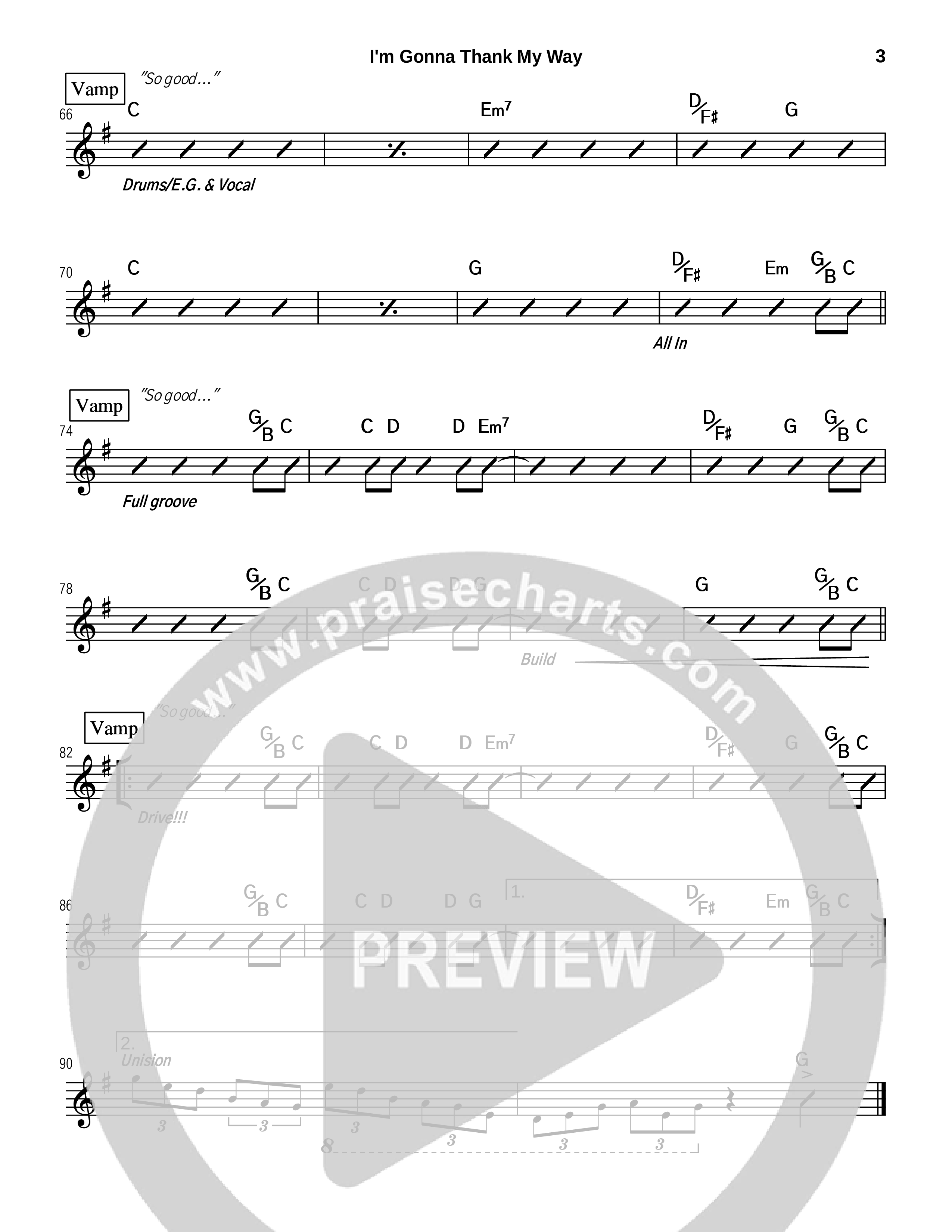 I'm Gonna Thank My Way Rhythm Chart (Tommy Walker)