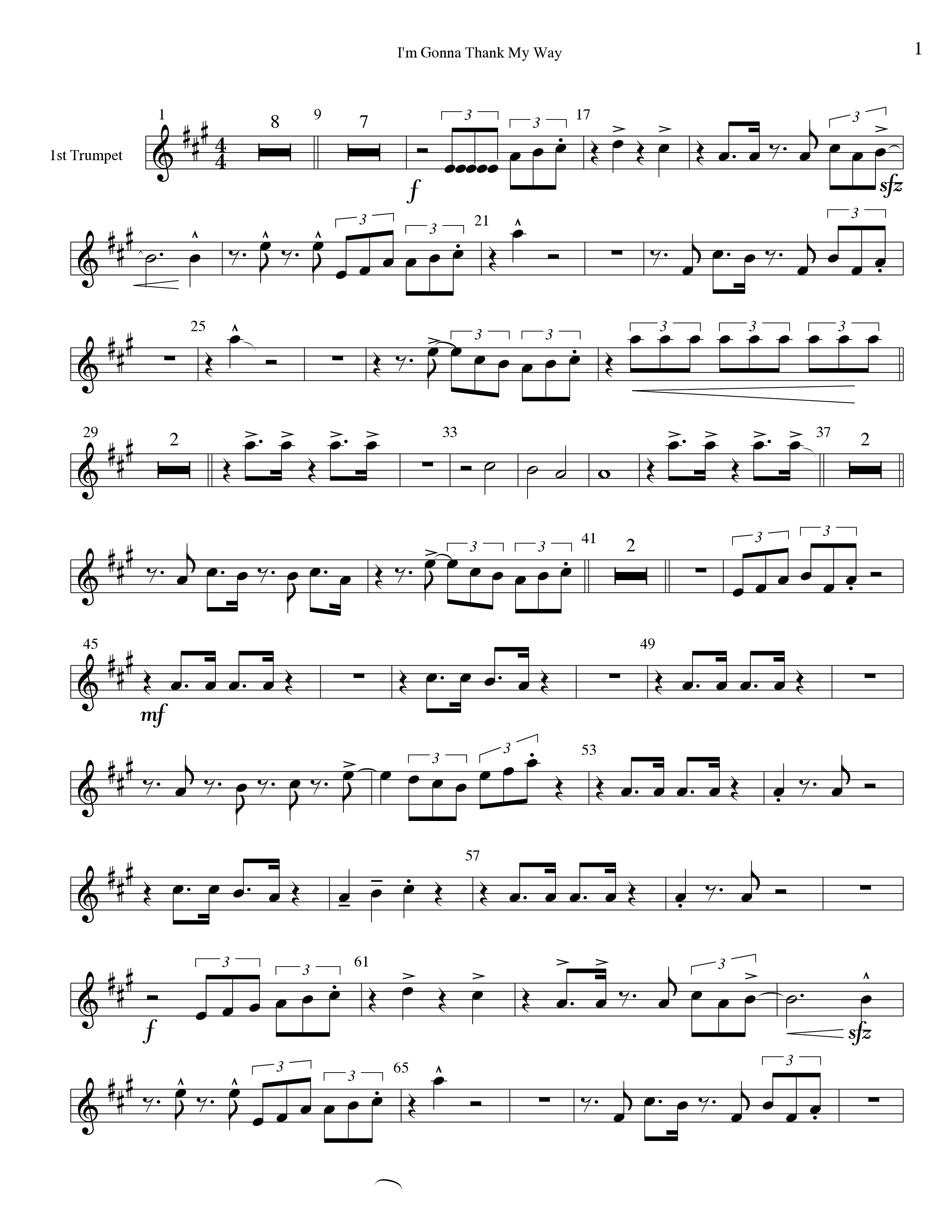 I'm Gonna Thank My Way Trumpet 1 (Tommy Walker)