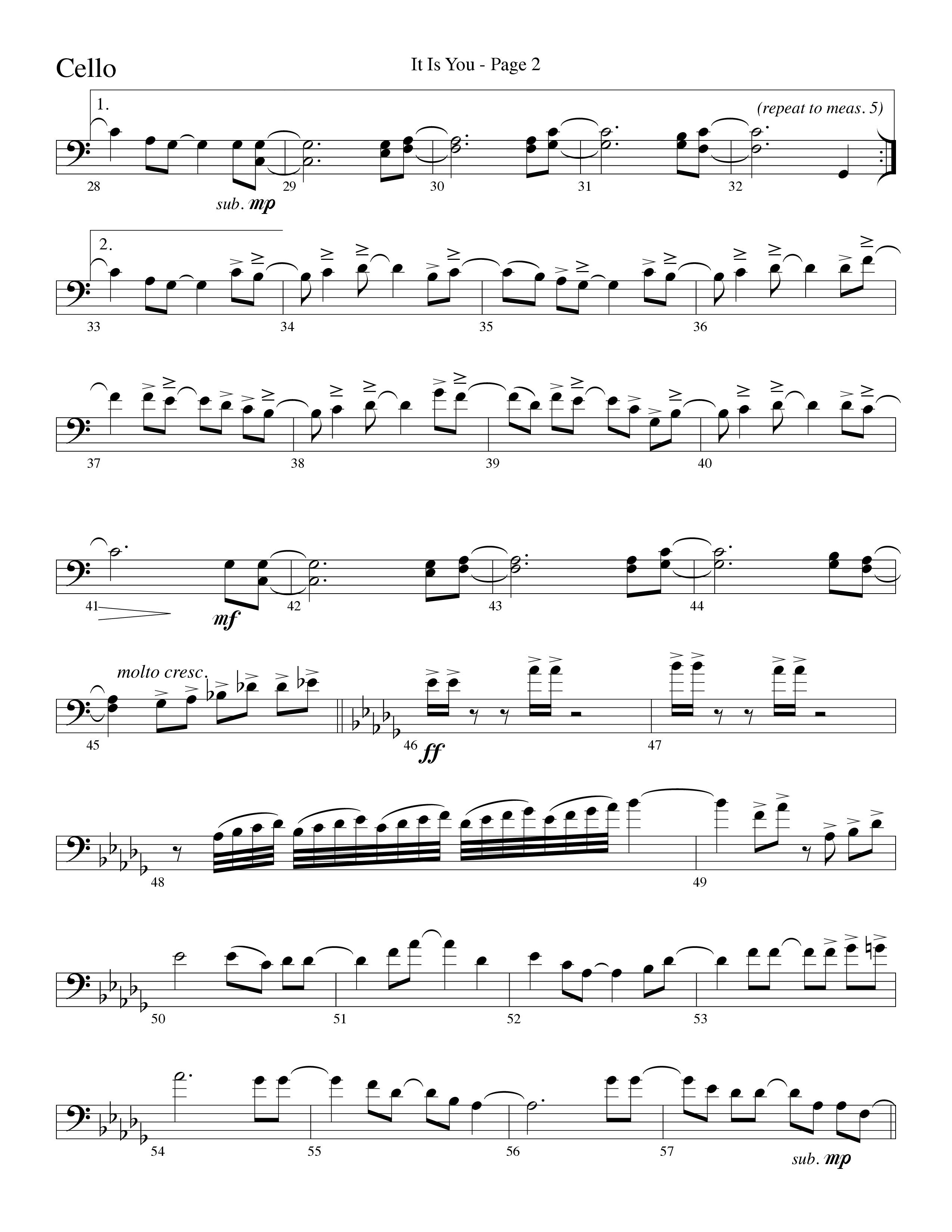 It Is You (Choral Anthem SATB) Cello (Word Music Choral / Arr. David Clydesdale)