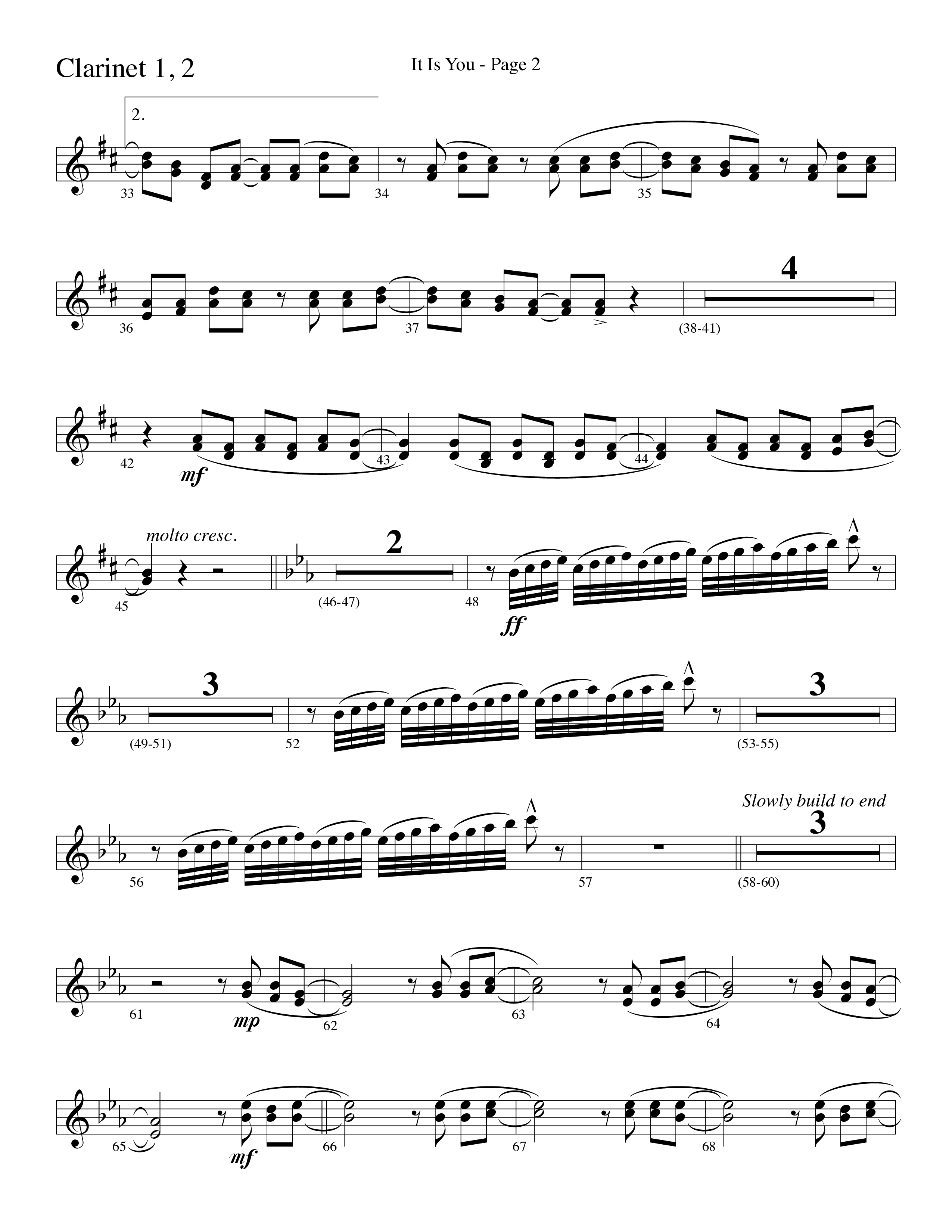 It Is You (Choral Anthem SATB) Clarinet 1/2 (Word Music Choral / Arr. David Clydesdale)