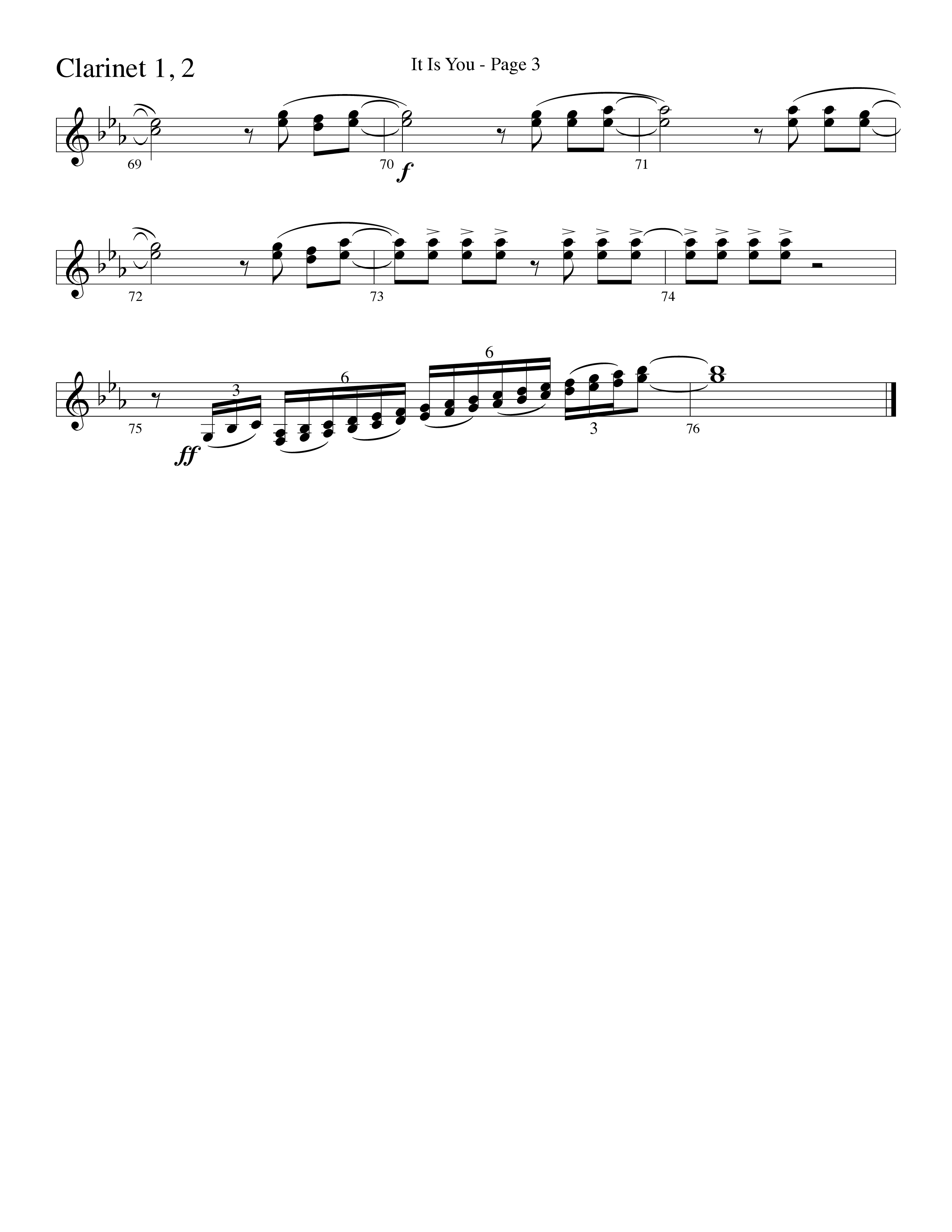 It Is You (Choral Anthem SATB) Clarinet 1/2 (Word Music Choral / Arr. David Clydesdale)