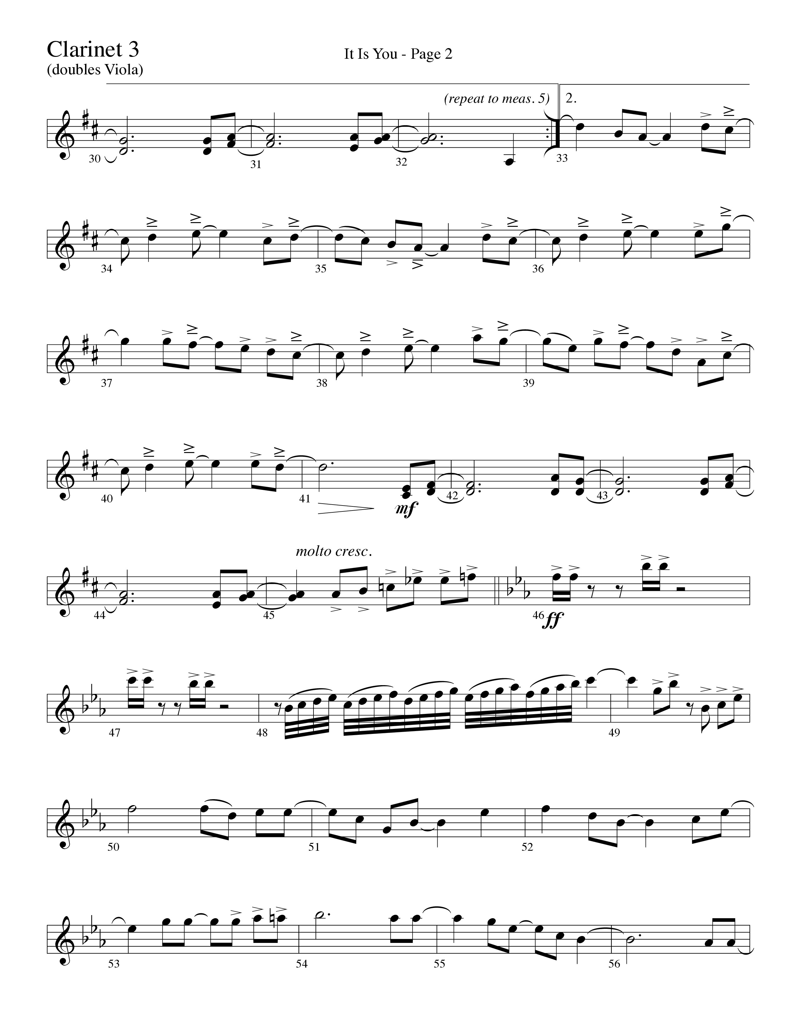 It Is You (Choral Anthem SATB) Clarinet 3 (Word Music Choral / Arr. David Clydesdale)