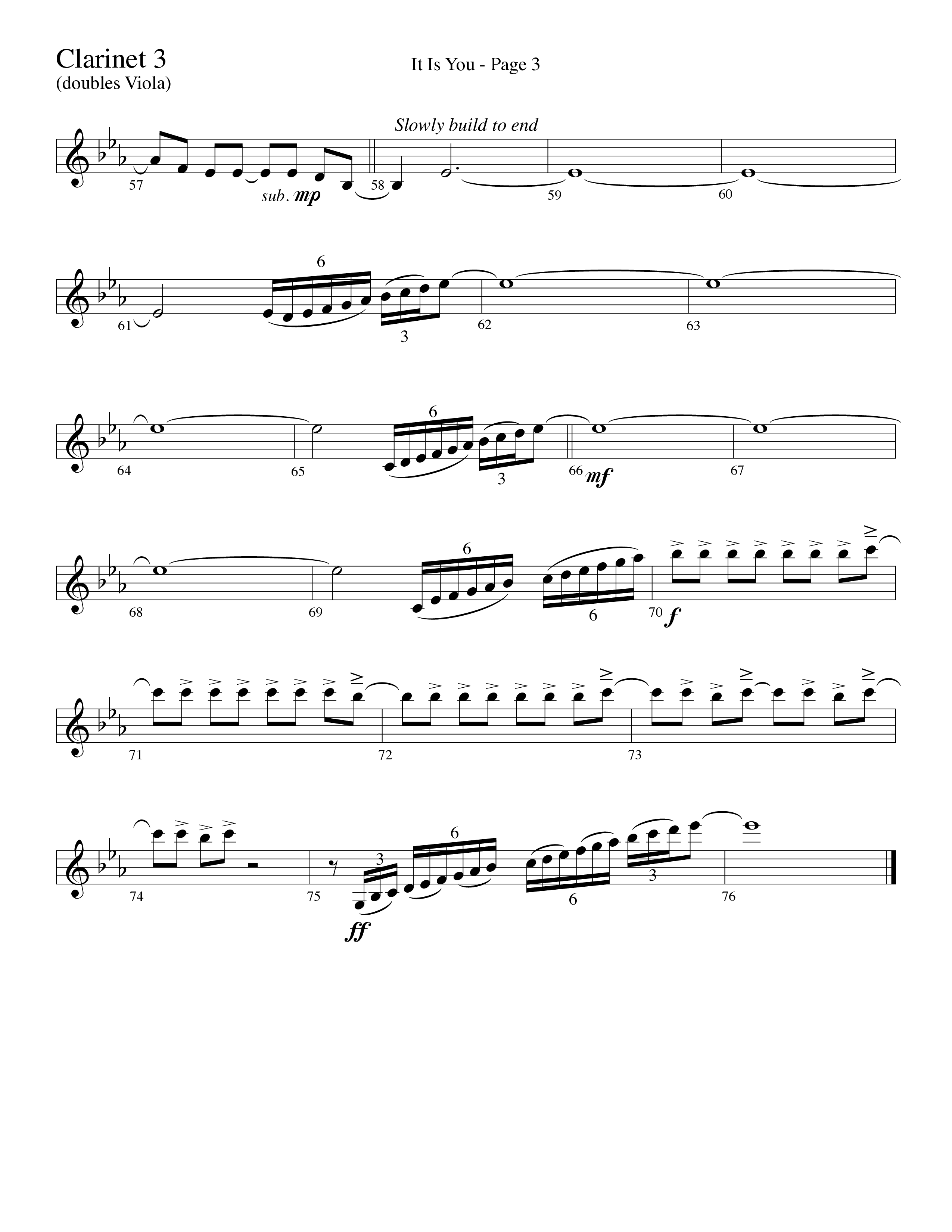 It Is You (Choral Anthem SATB) Clarinet 3 (Word Music Choral / Arr. David Clydesdale)