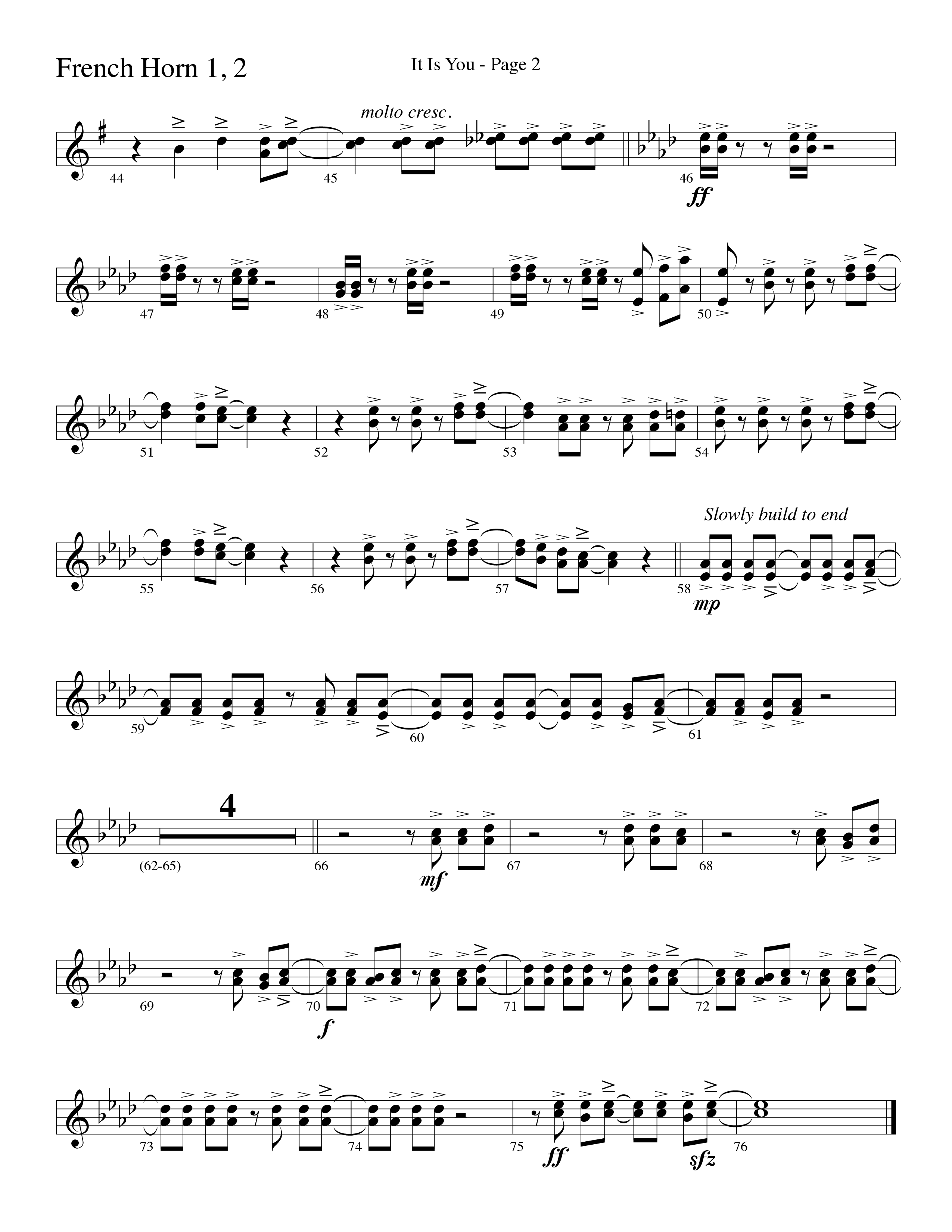 It Is You (Choral Anthem SATB) French Horn 1/2 (Word Music Choral / Arr. David Clydesdale)