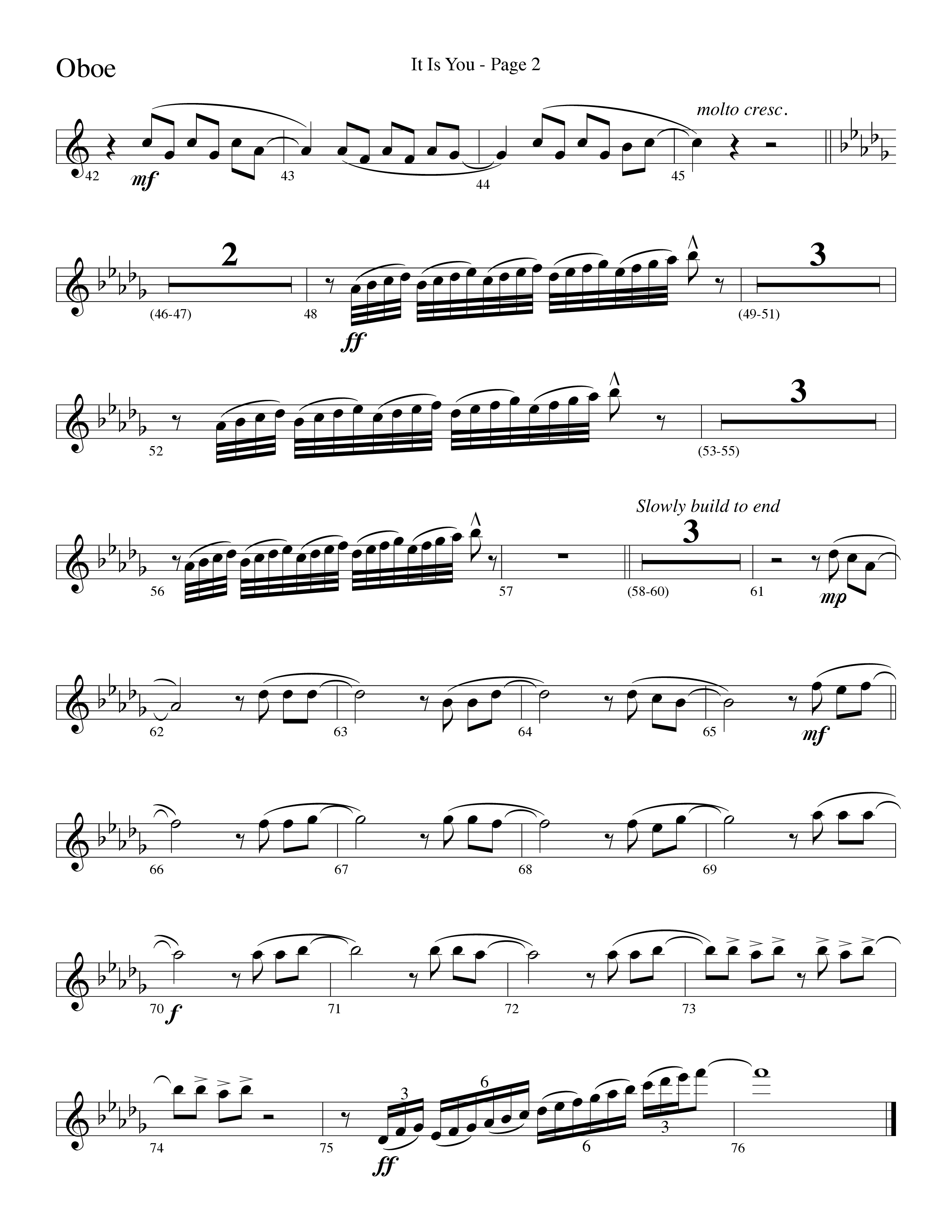 It Is You (Choral Anthem SATB) Oboe (Word Music Choral / Arr. David Clydesdale)