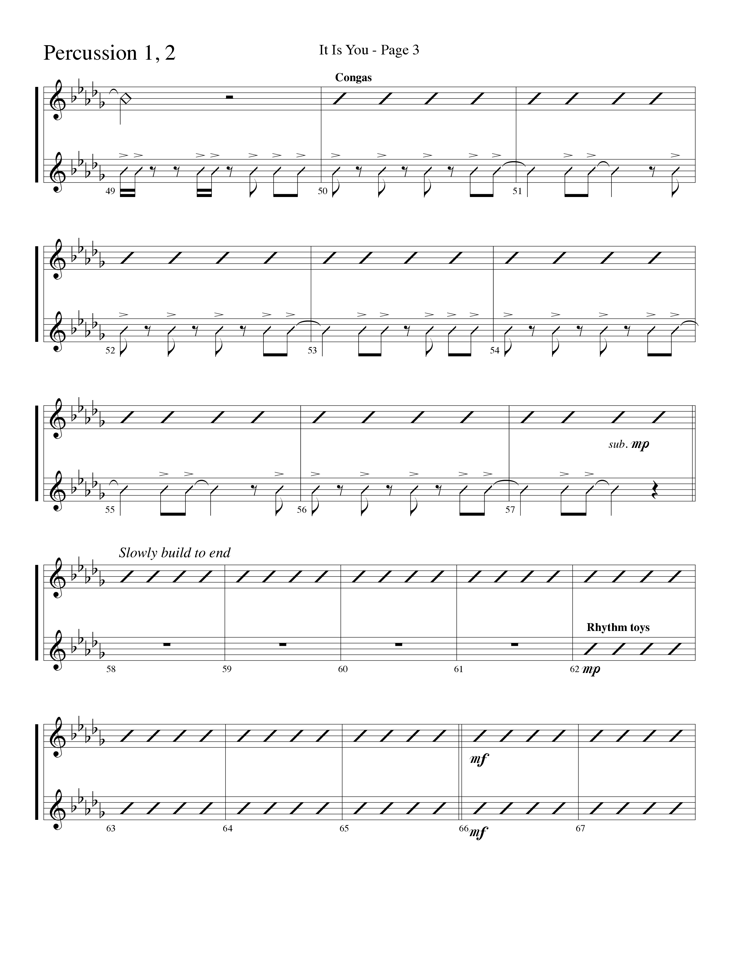 It Is You (Choral Anthem SATB) Percussion (Word Music Choral / Arr. David Clydesdale)
