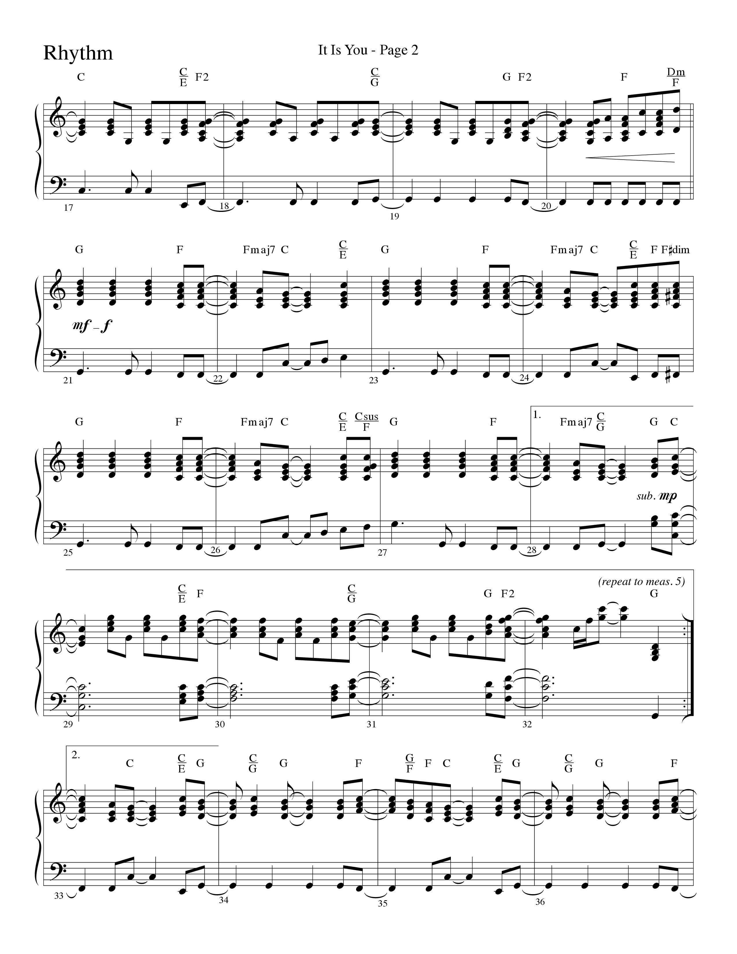 It Is You (Choral Anthem SATB) Rhythm Chart (Word Music Choral / Arr. David Clydesdale)