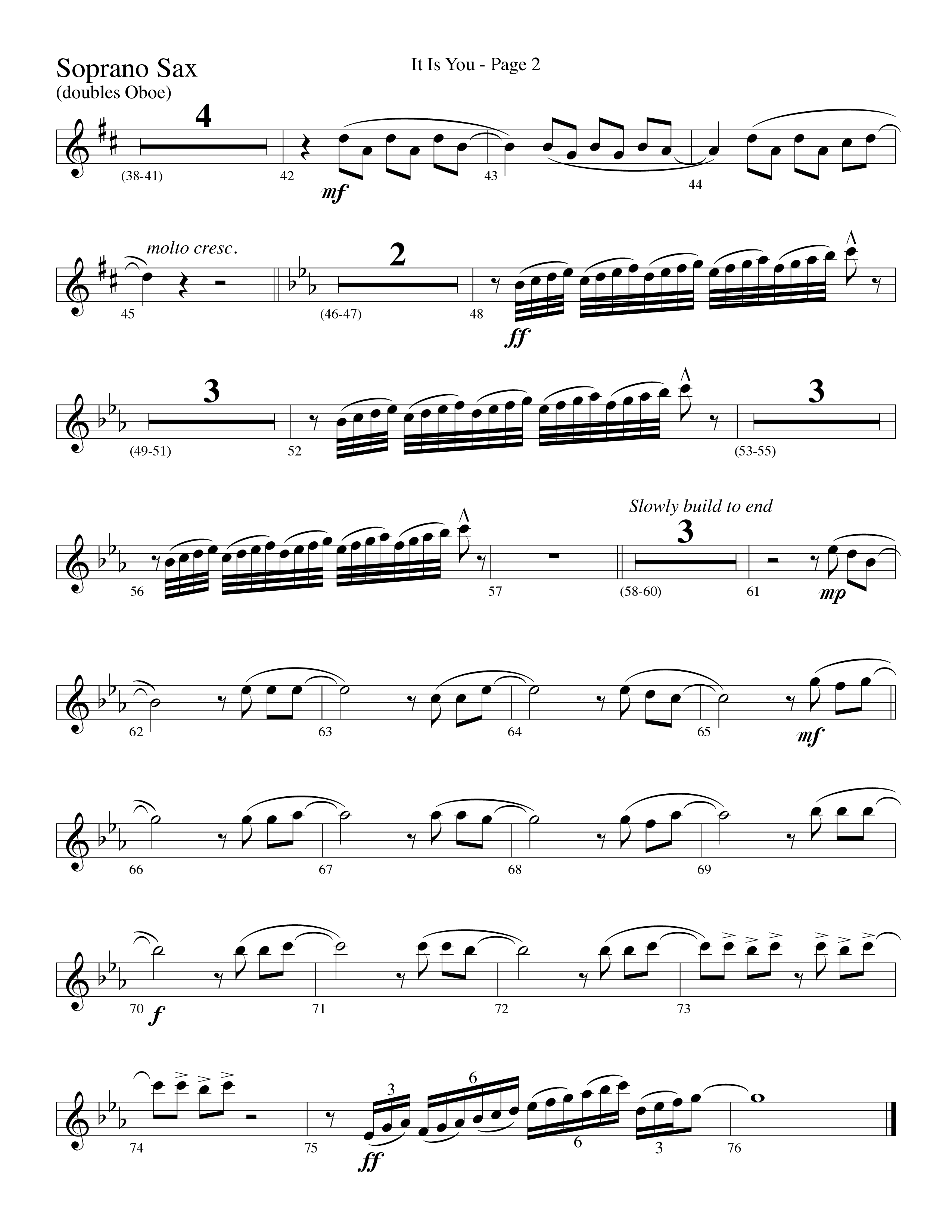 It Is You (Choral Anthem SATB) Soprano Sax (Word Music Choral / Arr. David Clydesdale)