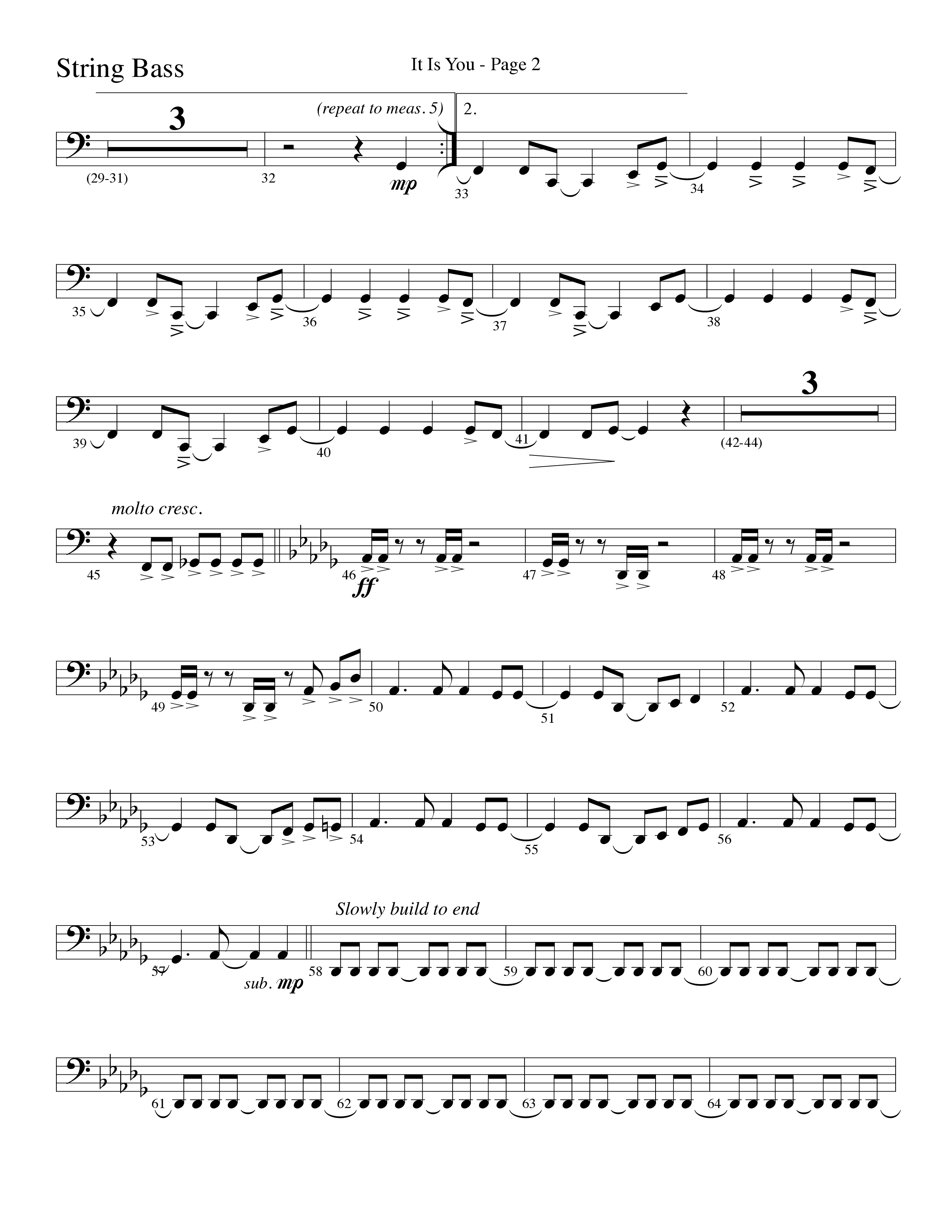 It Is You (Choral Anthem SATB) String Bass (Word Music Choral / Arr. David Clydesdale)