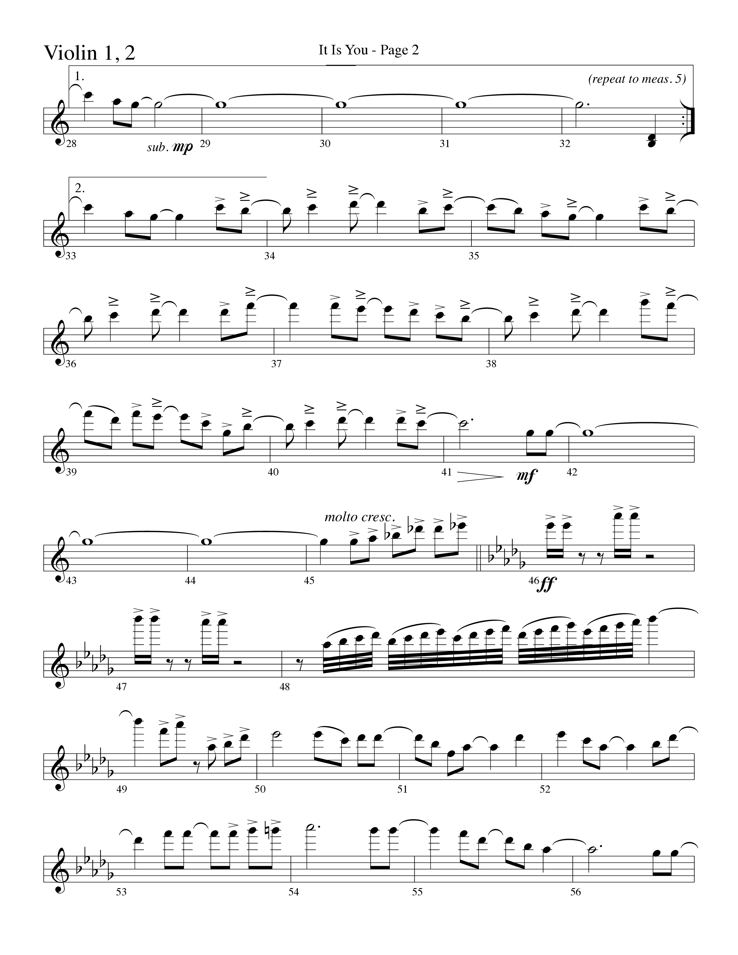 It Is You (Choral Anthem SATB) Violin 1/2 (Word Music Choral / Arr. David Clydesdale)