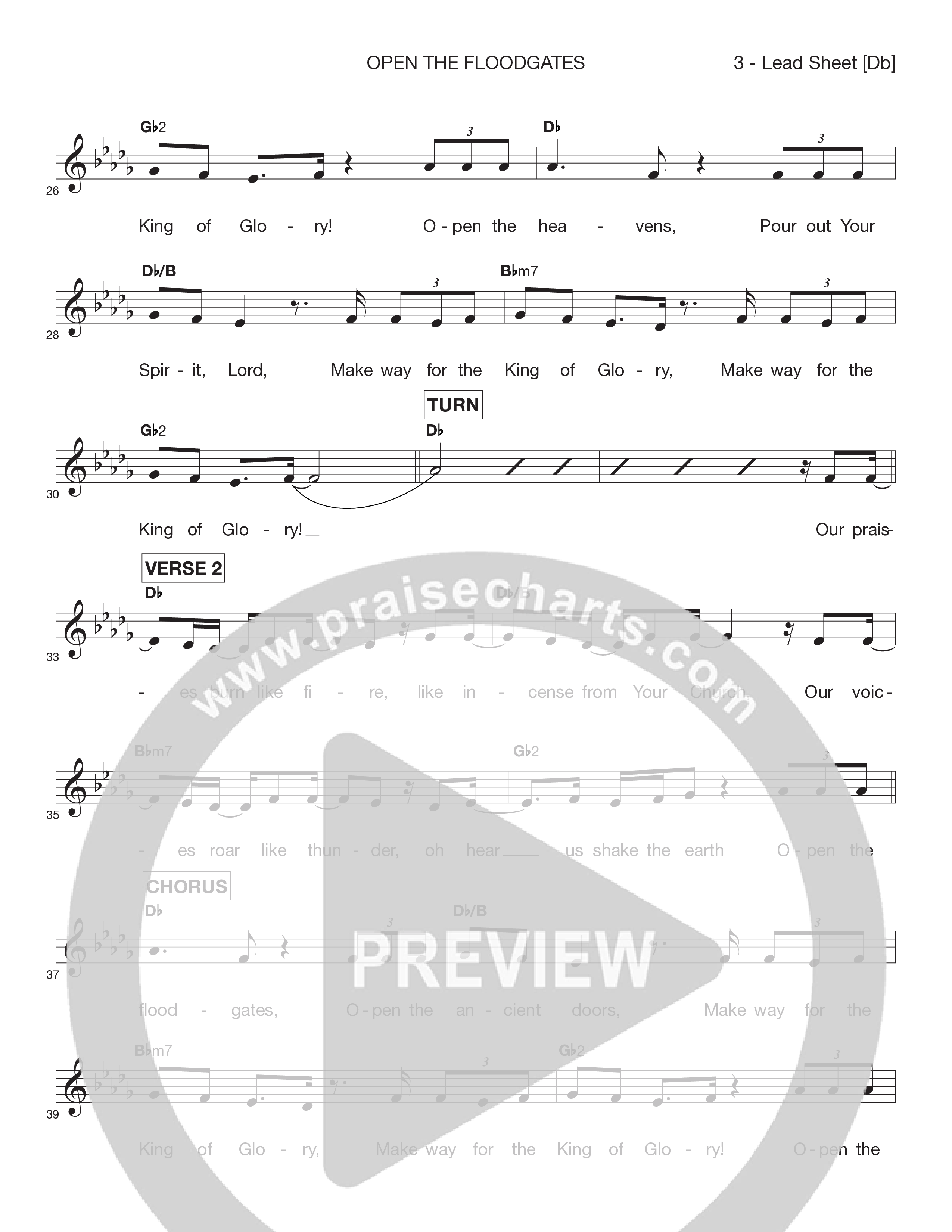 Open The Floodgates Lead Sheet Melody (Victory House Worship)