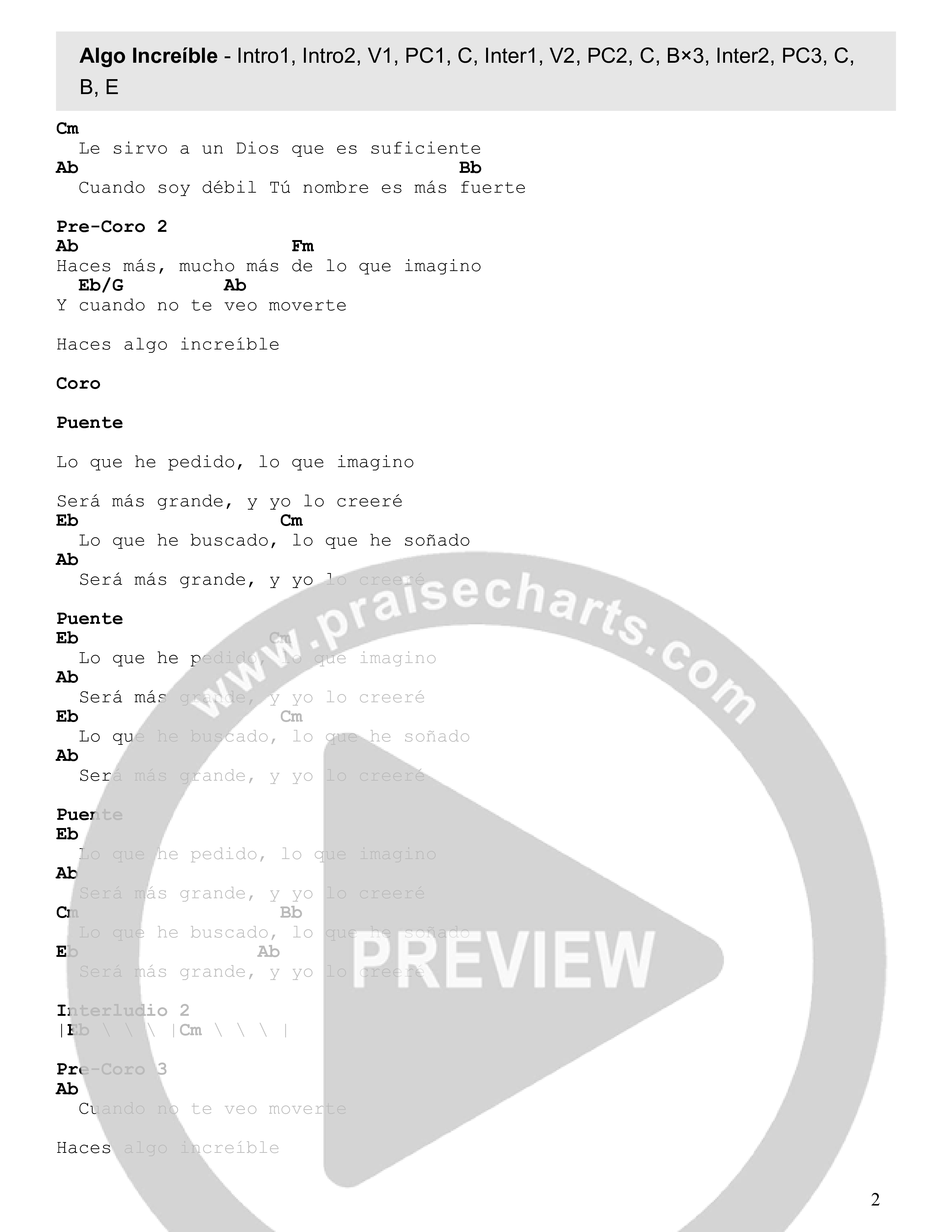 Algo Increíble Chord Chart (Faith Worship Arts)