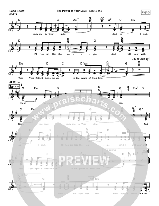The Power Of Your Love Lead Sheet (Hillsong Worship)