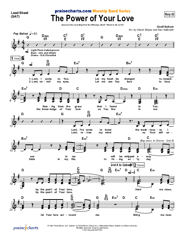 The Power Of Your Love Lead Sheet (SAT) (Hillsong Worship)