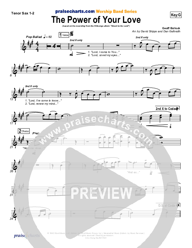The Power Of Your Love Tenor Sax 1/2 (Hillsong Worship)