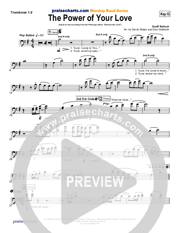 The Power Of Your Love Trombone 1/2 (Hillsong Worship)