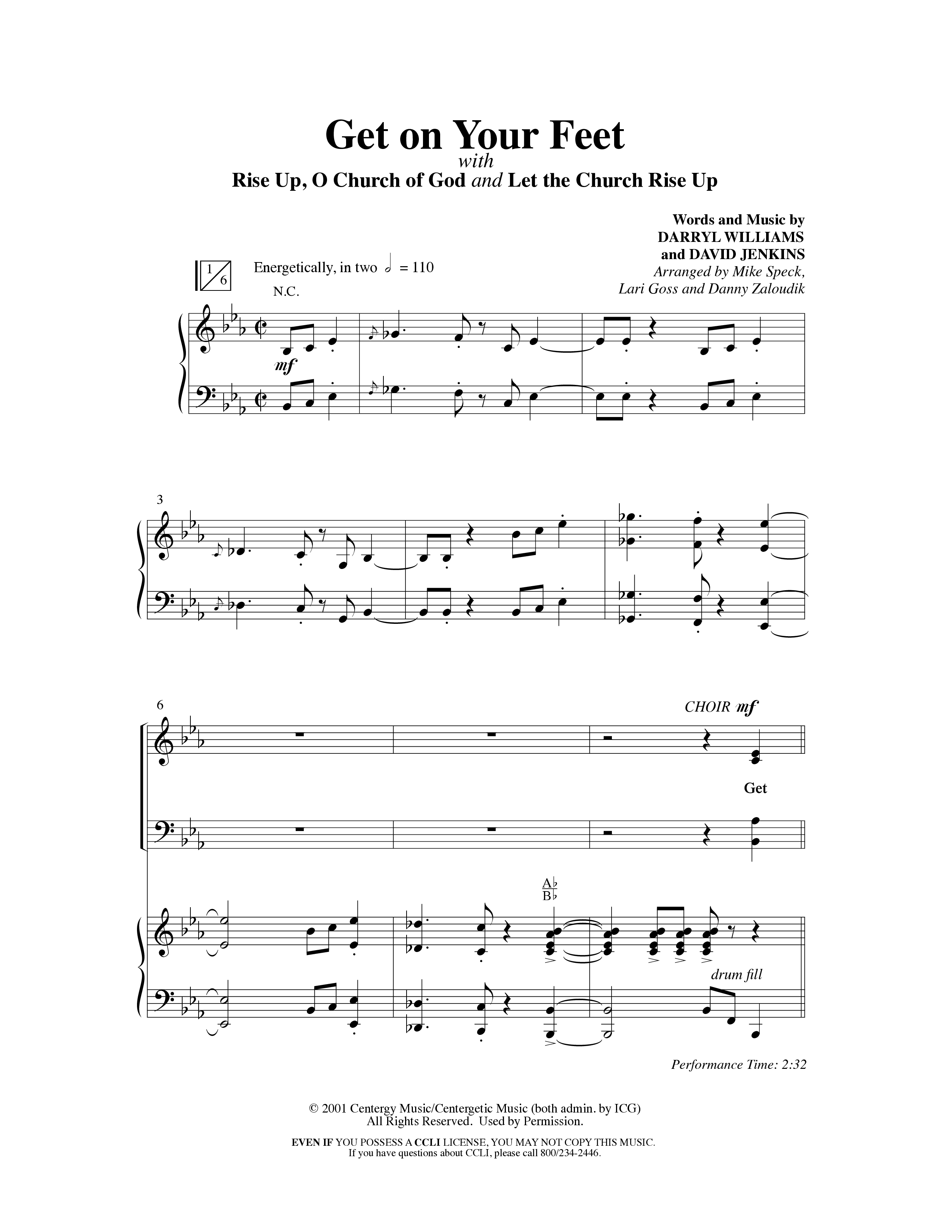 Get On Your Feet (with Rise Up O Church and Let The Church Rise Up) (Choral Anthem SATB) Anthem (SATB/Piano) (Word Music Choral / Arr. Mike Speck / Arr. Lari Goss / Arr. Danny Zaloudik)