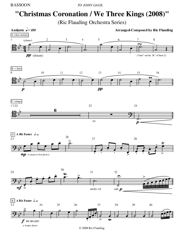 Christmas Coronation (with We Three Kings) (Instrumental) Bassoon ()