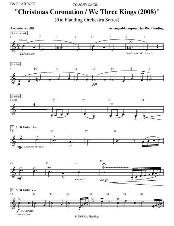 Christmas Coronation (with We Three Kings) (Instrumental) Clarinet ()
