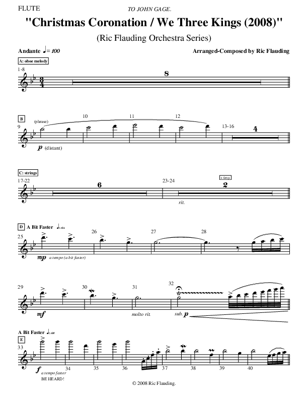 Christmas Coronation (with We Three Kings) (Instrumental) Flute ()