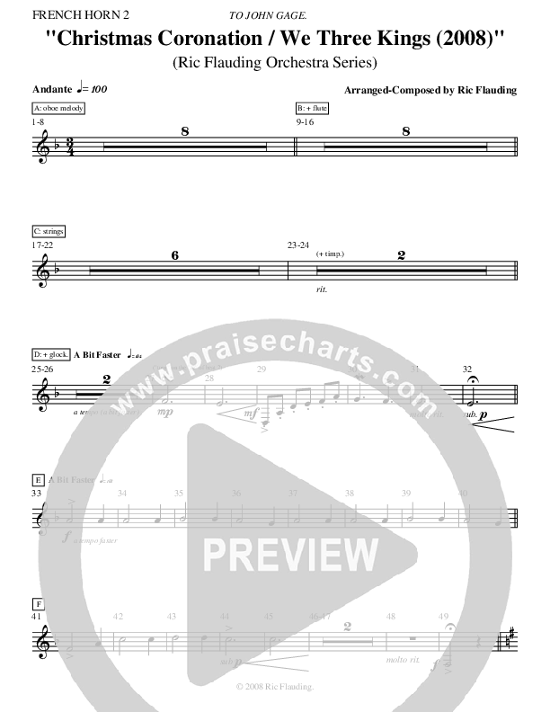 Christmas Coronation (with We Three Kings) (Instrumental) French Horn 2 ()
