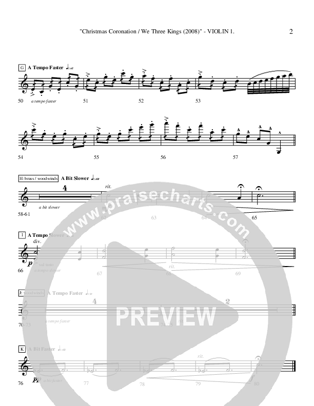 Christmas Coronation (with We Three Kings) (Instrumental) Violin 1 ()