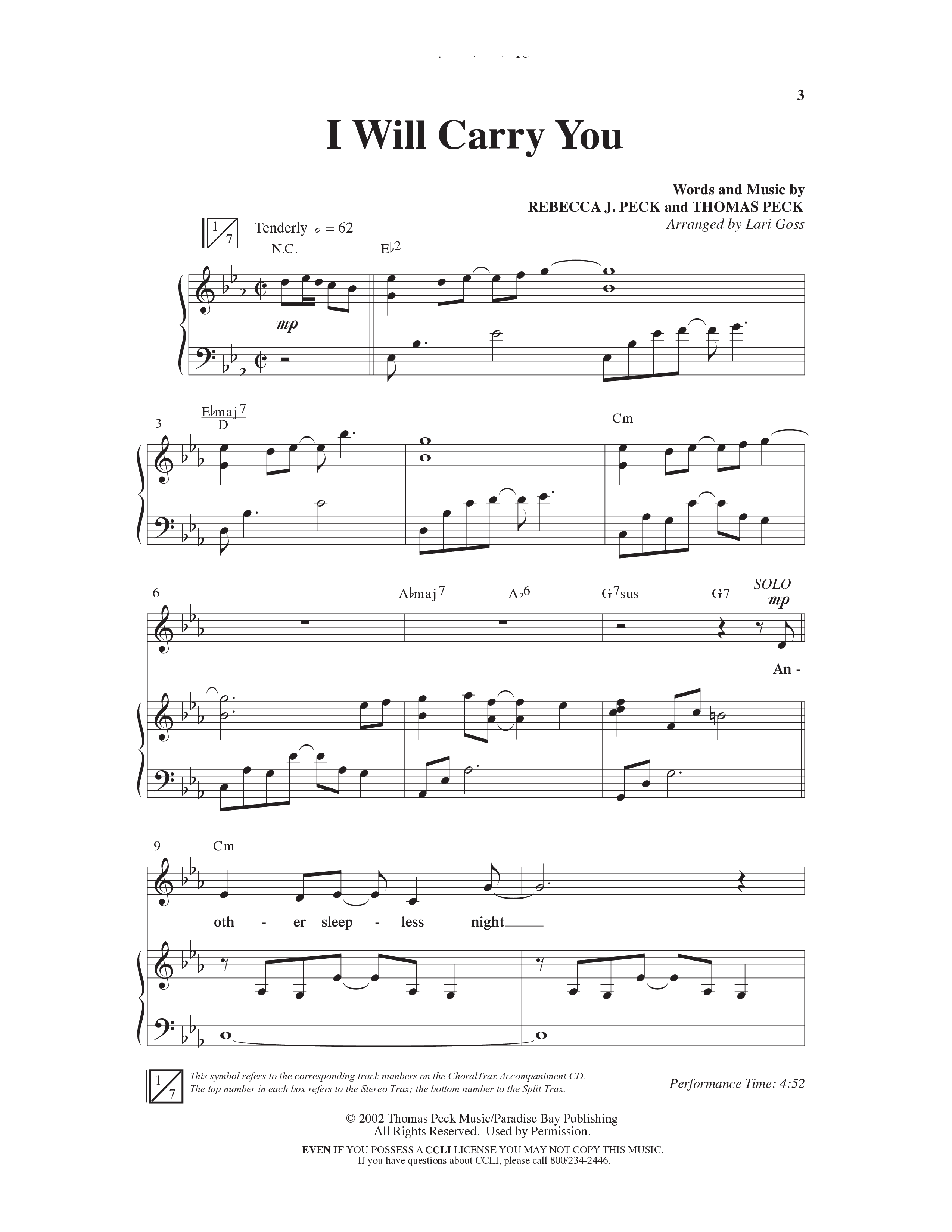 I Will Carry You (Choral Anthem SATB) Anthem (SATB/Piano) (Word Music Choral / Arr. Dave Williamson)