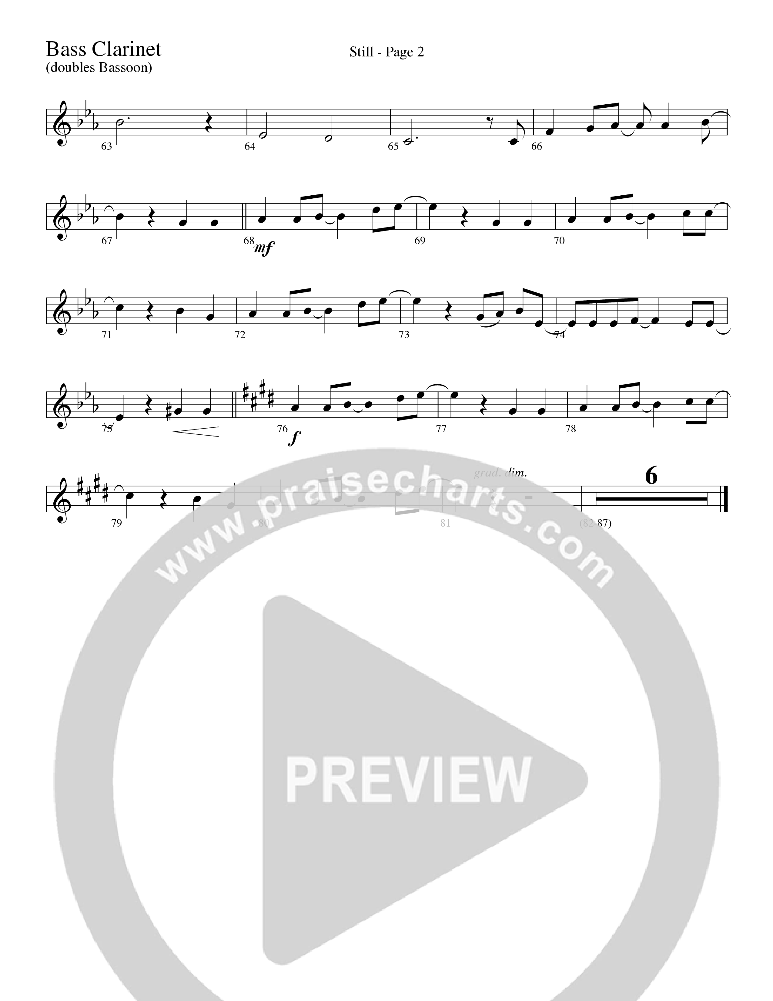 Still (Choral Anthem SATB) Bass Clarinet (Word Music Choral / Arr. David Clydesdale)