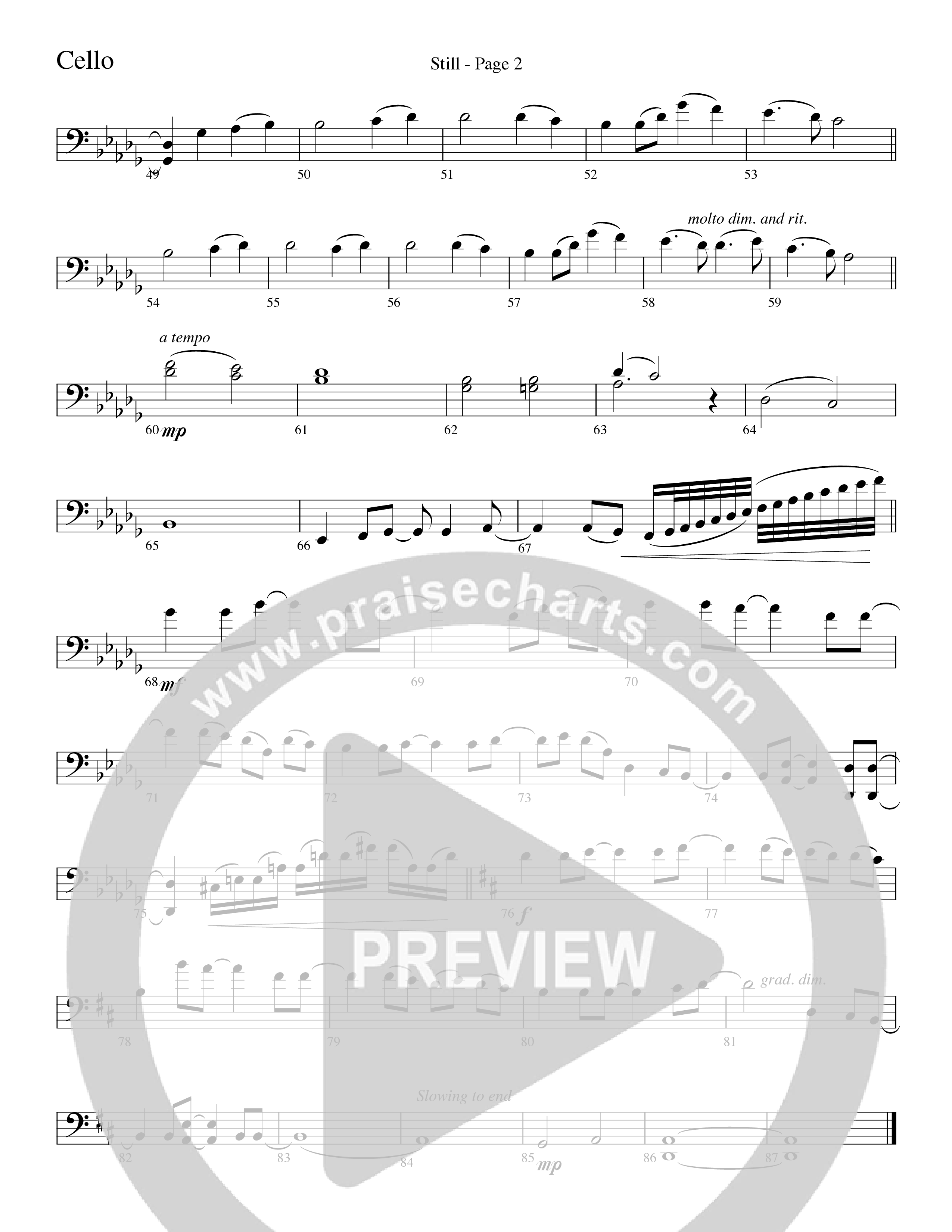 Still (Choral Anthem SATB) Cello (Word Music Choral / Arr. David Clydesdale)